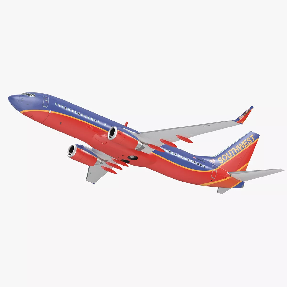 Southwest Airlines Boeing 737-800 with Interior Rigged for Maya 3D model