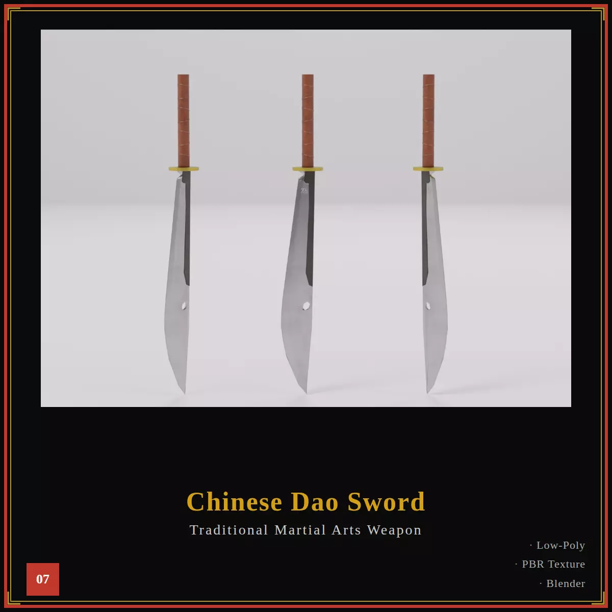 Chinese Dao Sword - Traditional Martial Arts Weapon 07 Low-poly 3D model