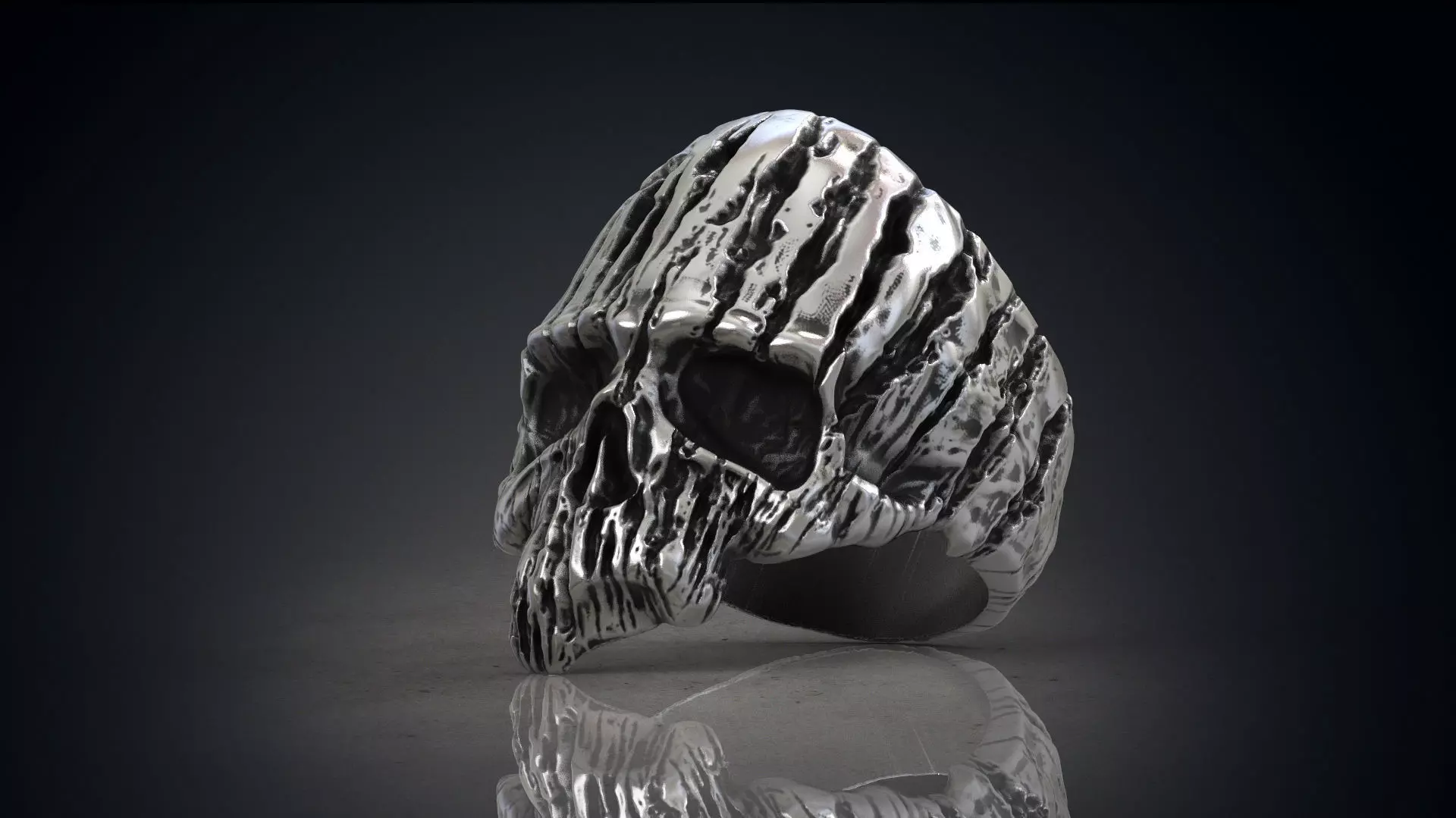 Ring of a wooden skull Skull of Groot STL for 3d printing 3D print model_0