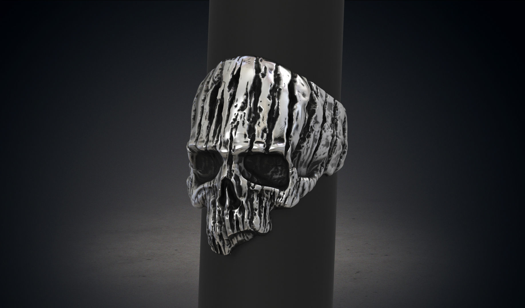 Ring of a wooden skull Skull of Groot STL for 3d printing 3D print model_5