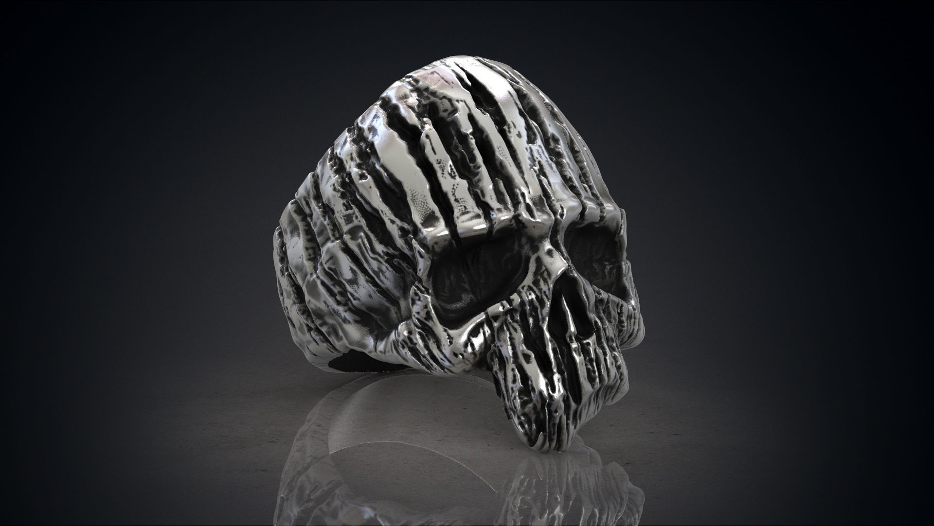 Ring of a wooden skull Skull of Groot STL for 3d printing 3D print model_4