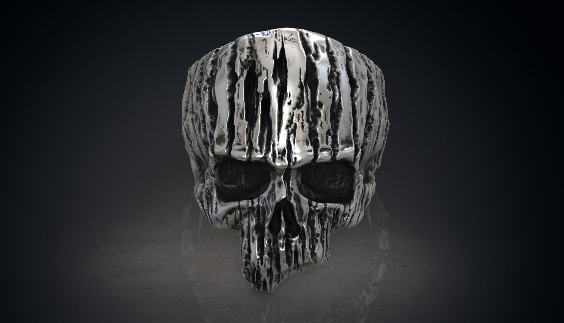 Ring of a wooden skull Skull of Groot STL for 3d printing 3D print model_1