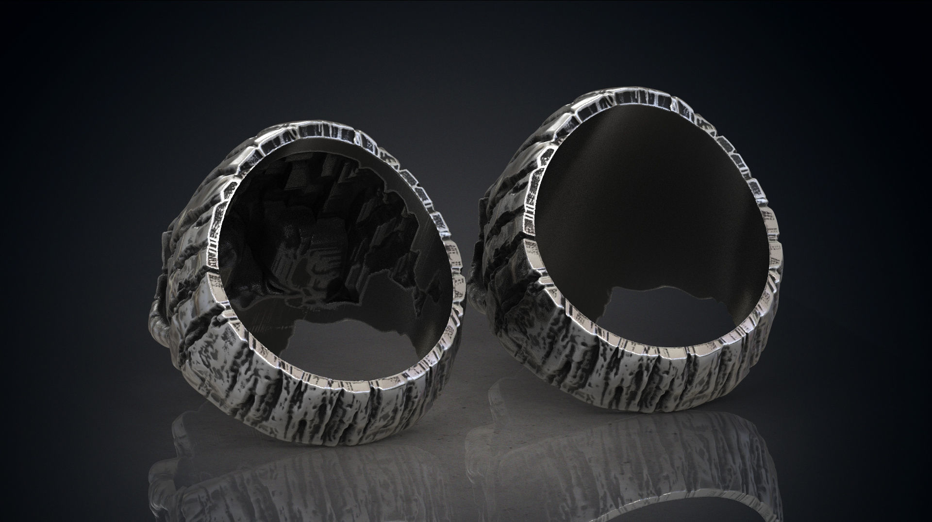 Ring of a wooden skull Skull of Groot STL for 3d printing 3D print model_6