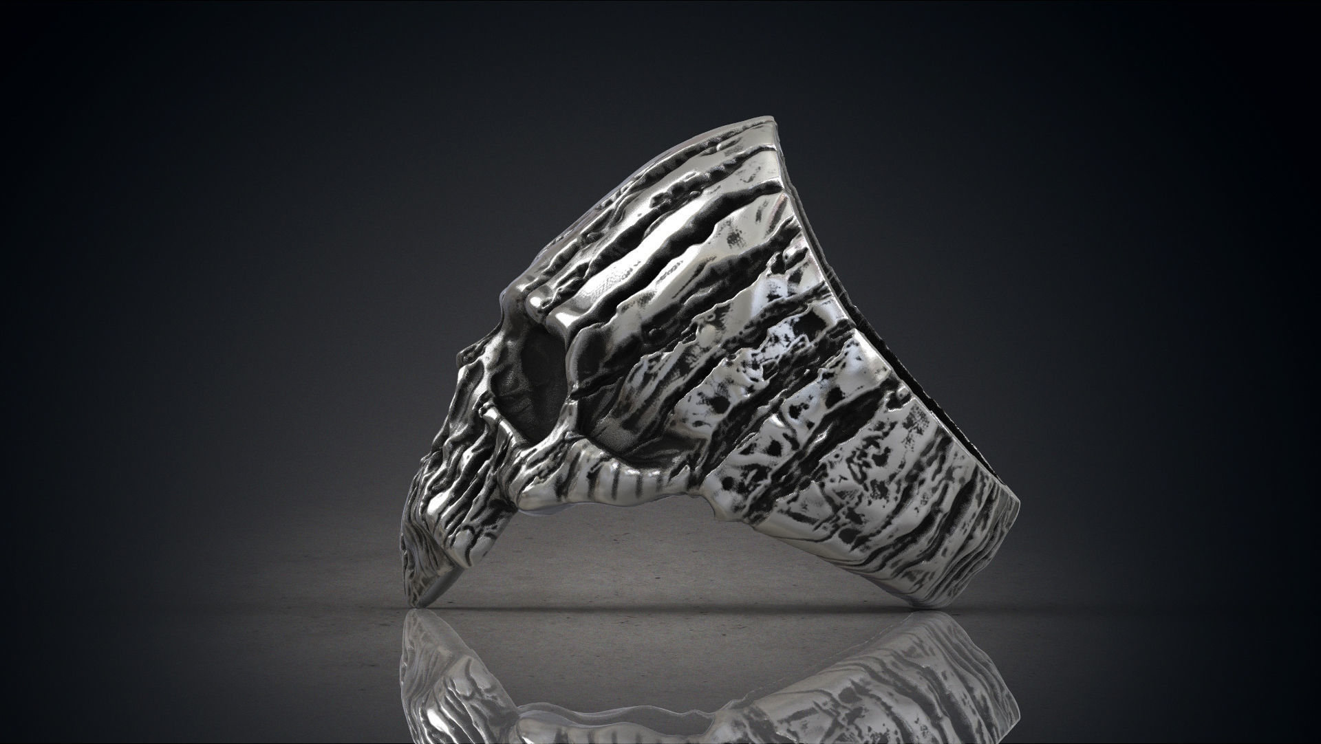 Ring of a wooden skull Skull of Groot STL for 3d printing 3D print model_2