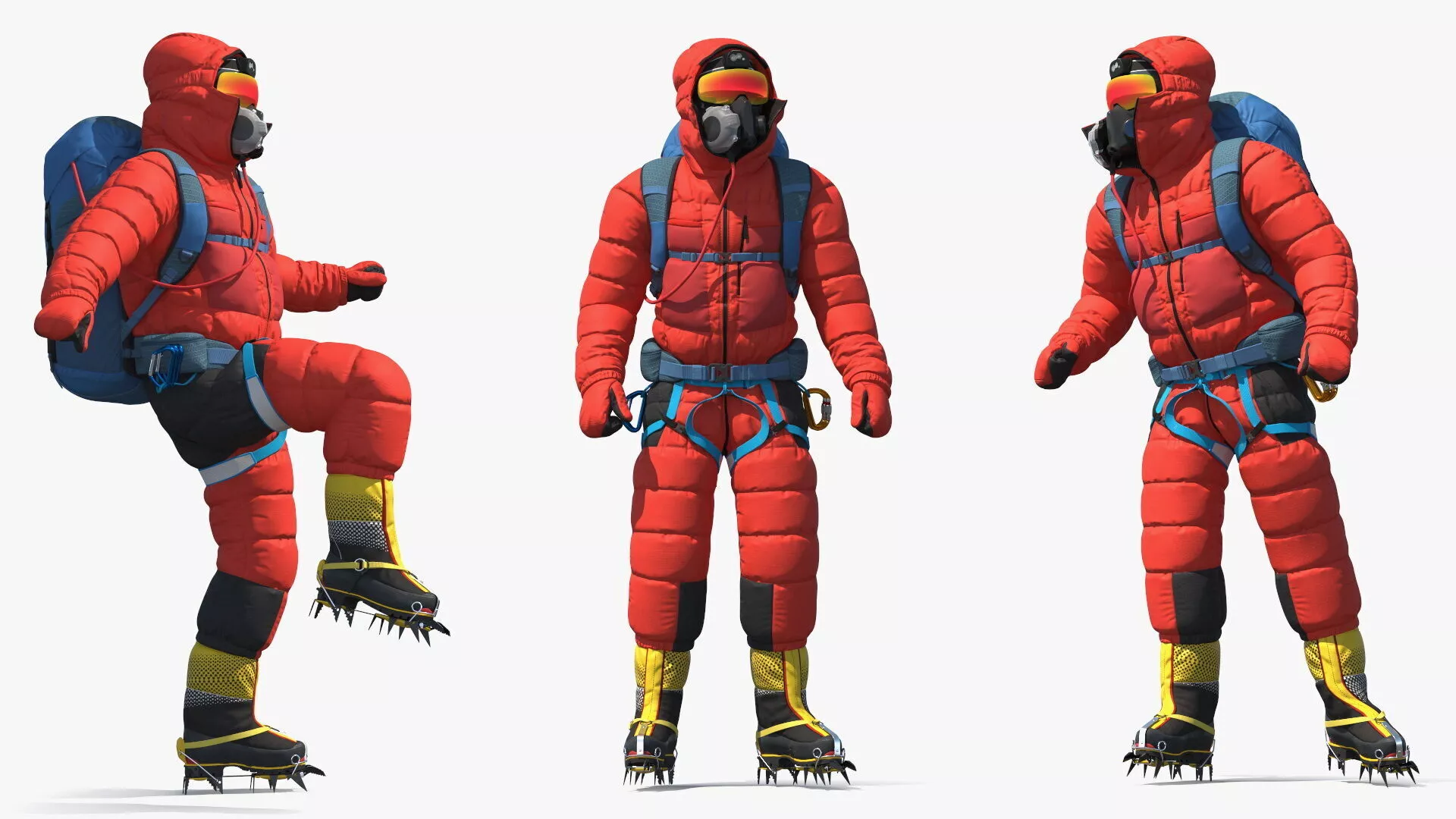 Fully Equipped Alpine Mountaineer Rigged 3D model
