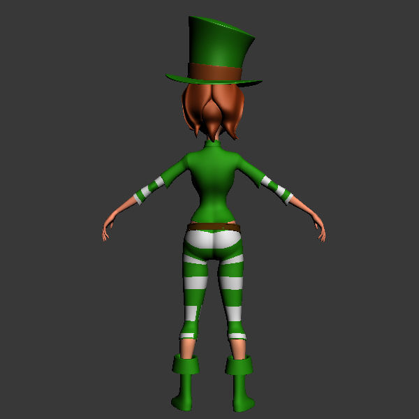 Leprechaun girl Cartoon Rigged 3D model_11