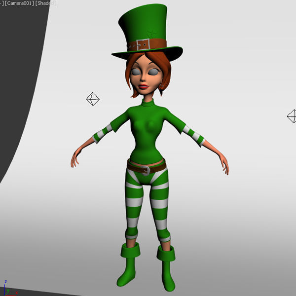Leprechaun girl Cartoon Rigged 3D model_5