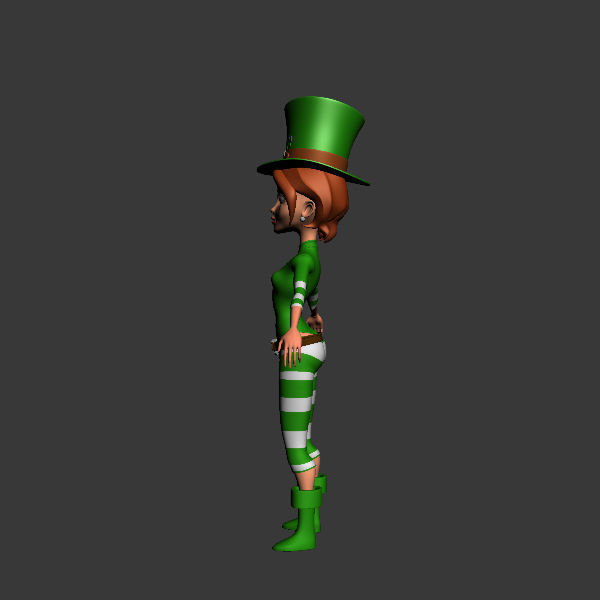 Leprechaun girl Cartoon Rigged 3D model_12