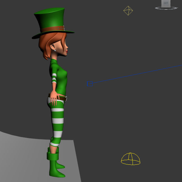 Leprechaun girl Cartoon Rigged 3D model_9