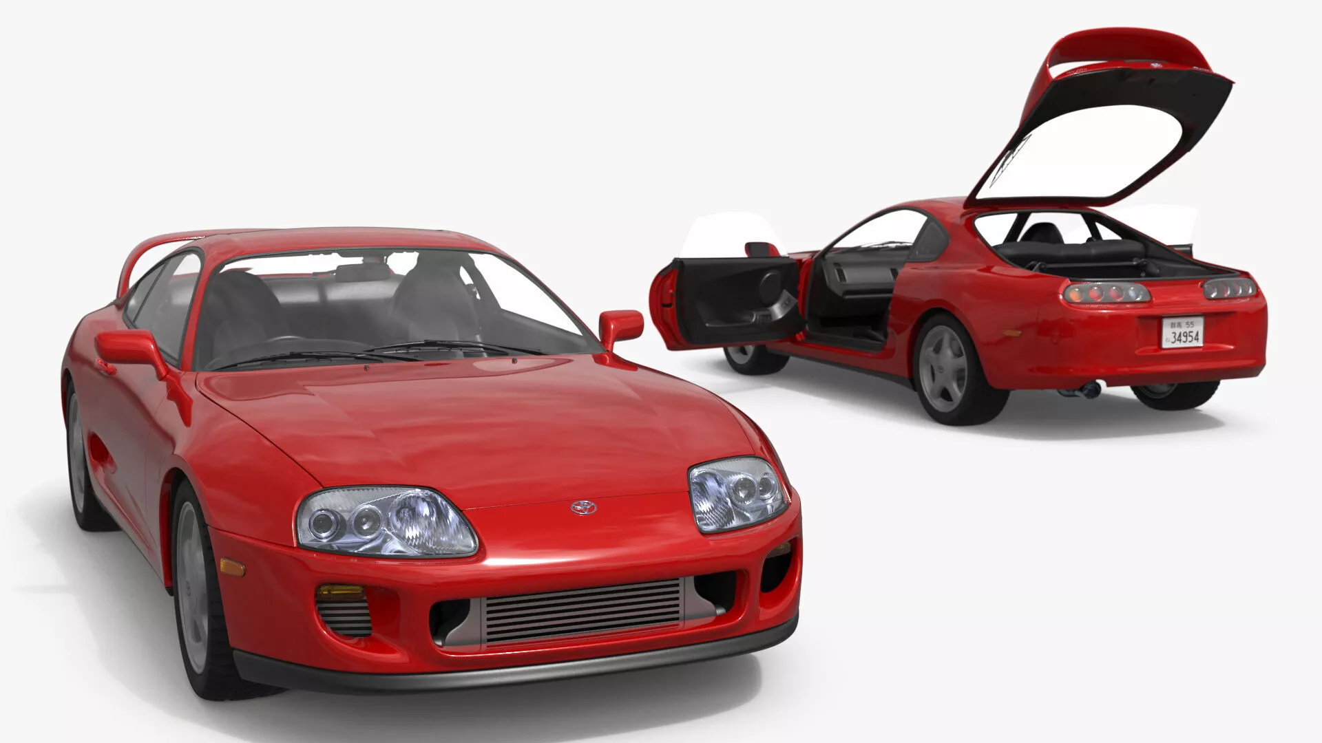Toyota Supra Mk4 Turbo Coupe Red Rigged 3D model