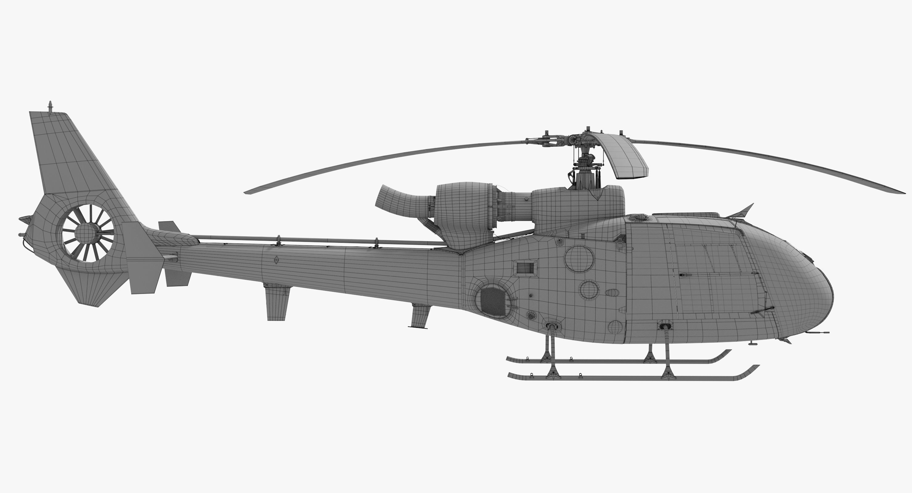 Sud-Aviation Gazelle Sandy Low-poly 3D model_12