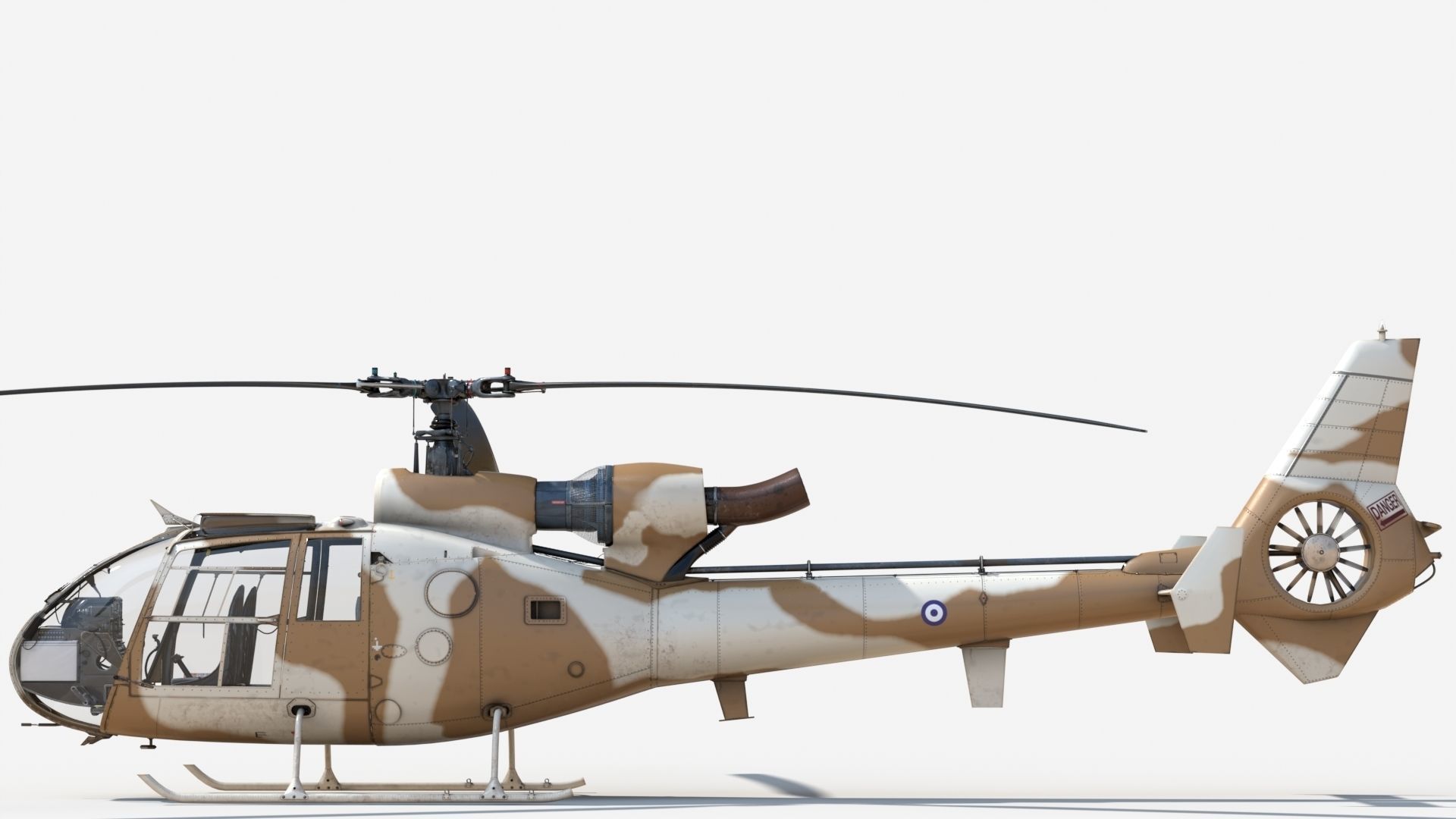 Sud-Aviation Gazelle Sandy Low-poly 3D model_1