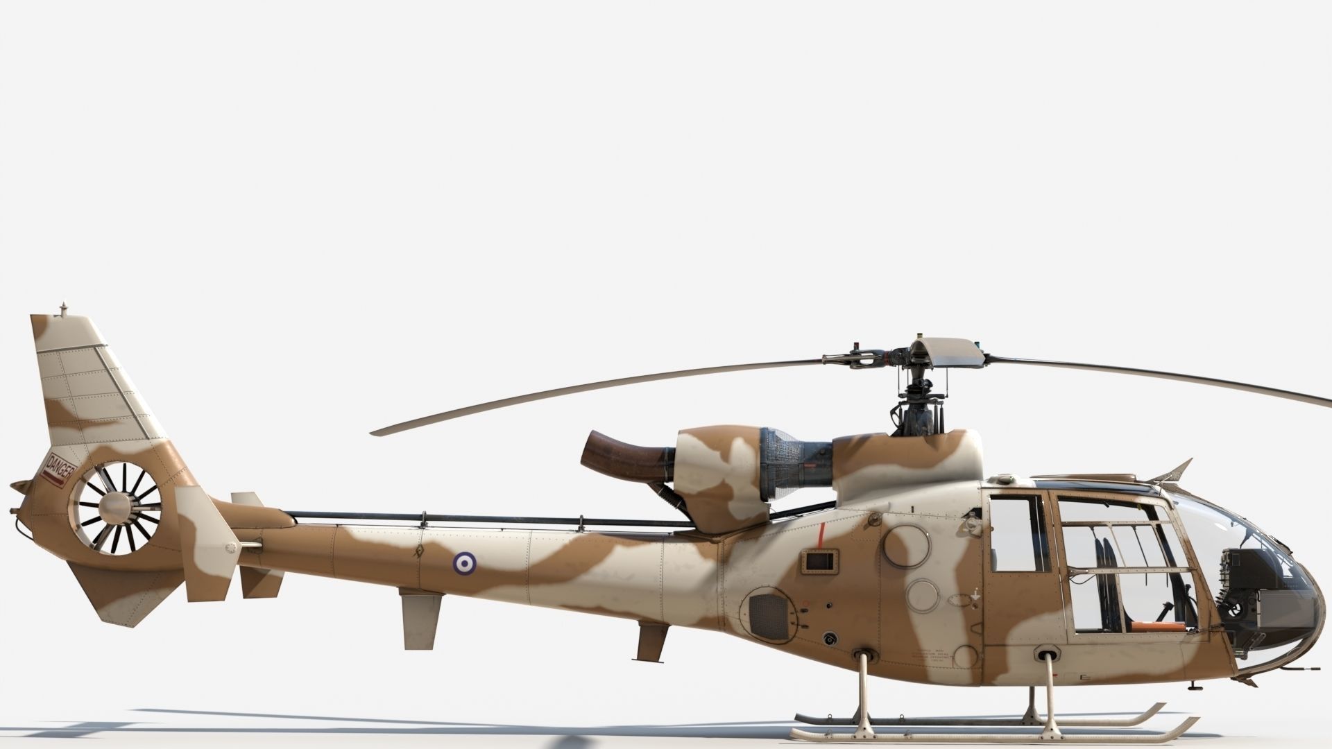 Sud-Aviation Gazelle Sandy Low-poly 3D model_4