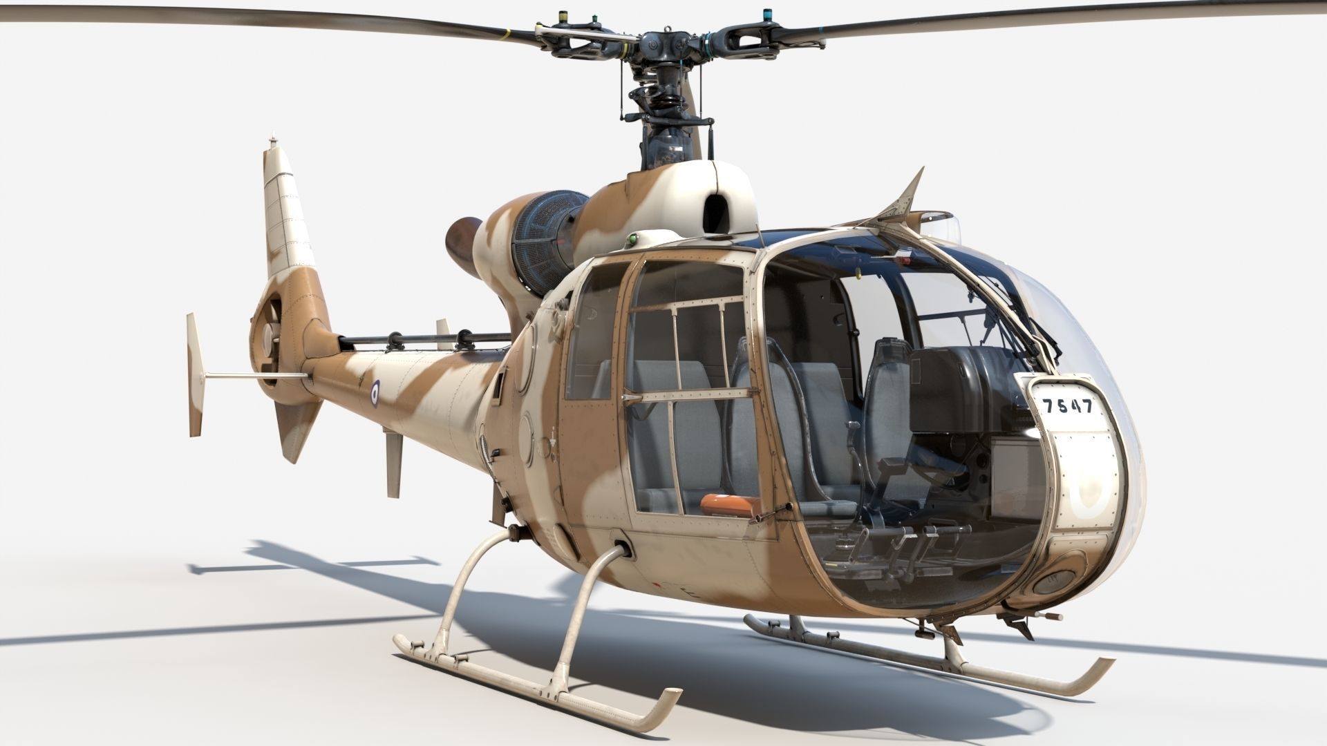 Sud-Aviation Gazelle Sandy Low-poly 3D model_5