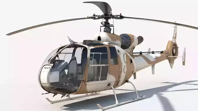 Sud-Aviation Gazelle Sandy Low-poly 3D model