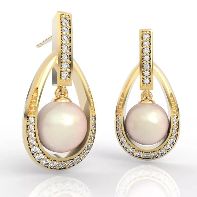 Open Teardrop Suspended Pearl Earring 3D print model