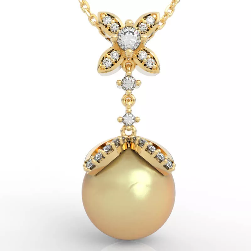 Four Petal Flower Crown Pearl Pendant 3D print model