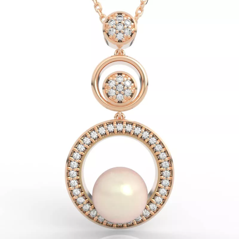 Triple Circle Pave Pearl Pendant 3D print model