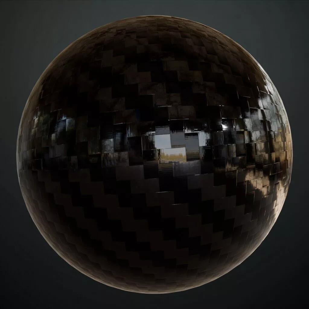 Glossy Woven Carbon Fiber Material PBR Seamless Texture