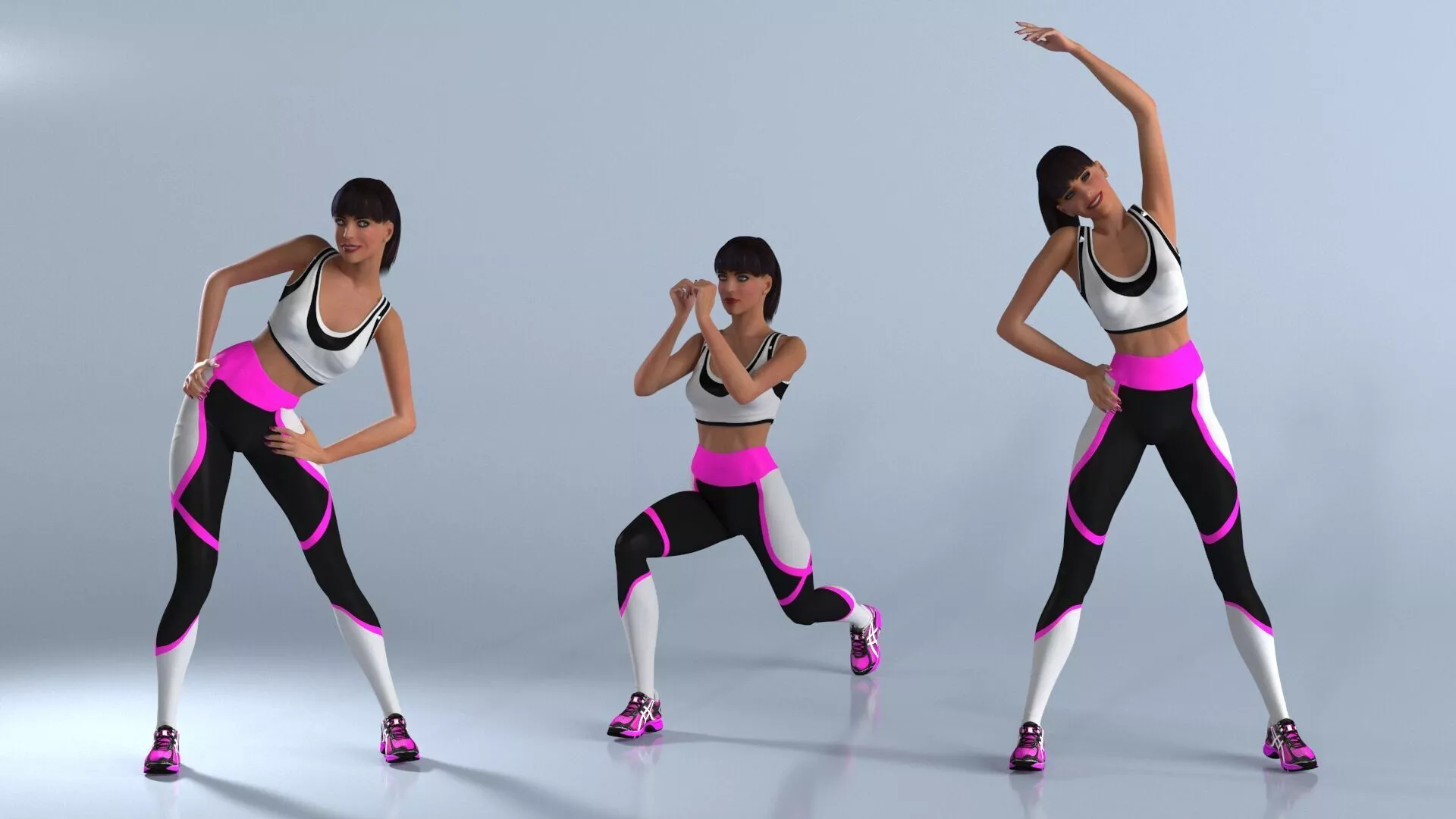 Athletic Woman in Fitness Outfit Rigged for Maya 3D model