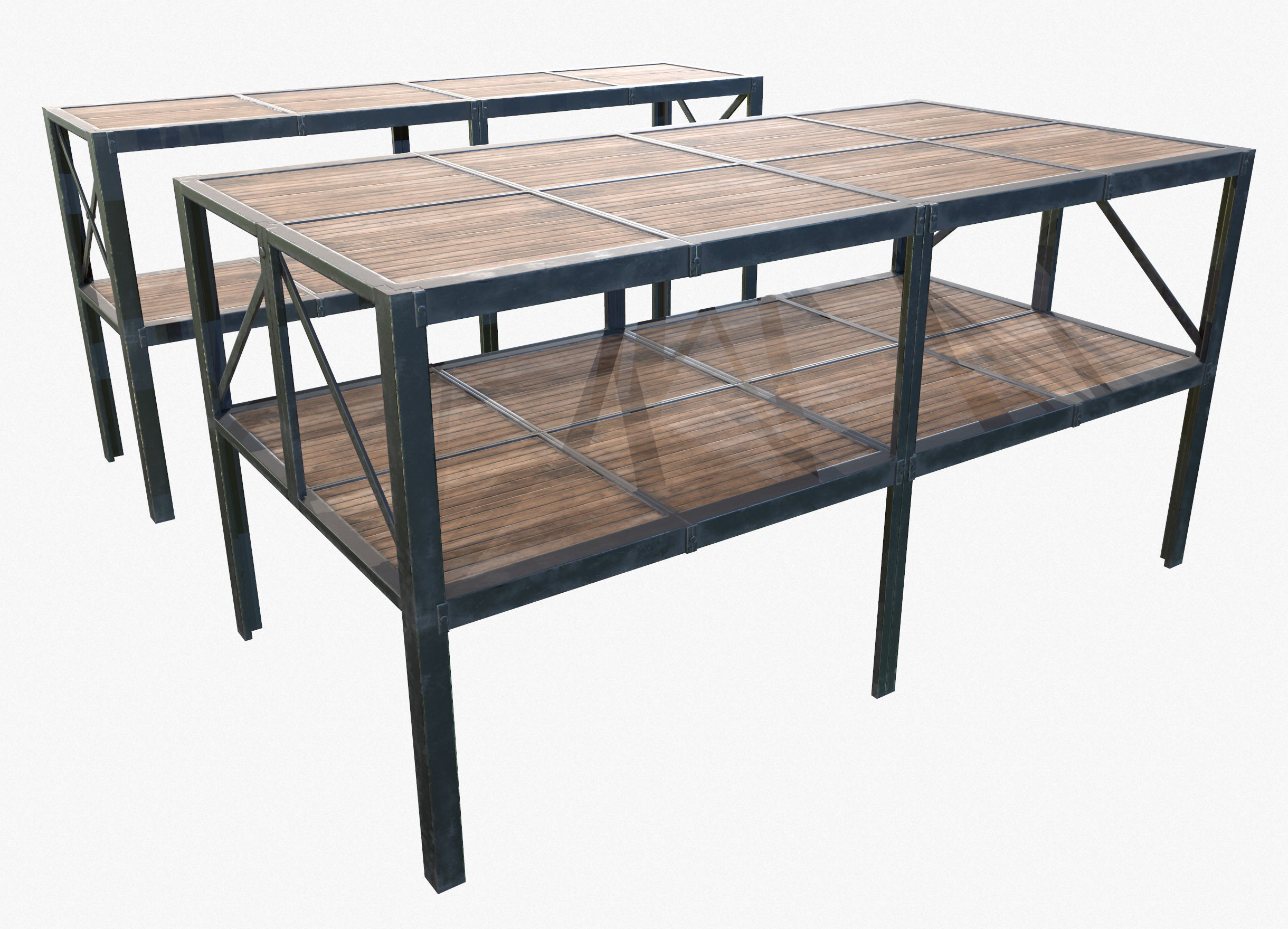 Retro Factory Shelves Game Ready PBR Textures Low-poly 3D model_1