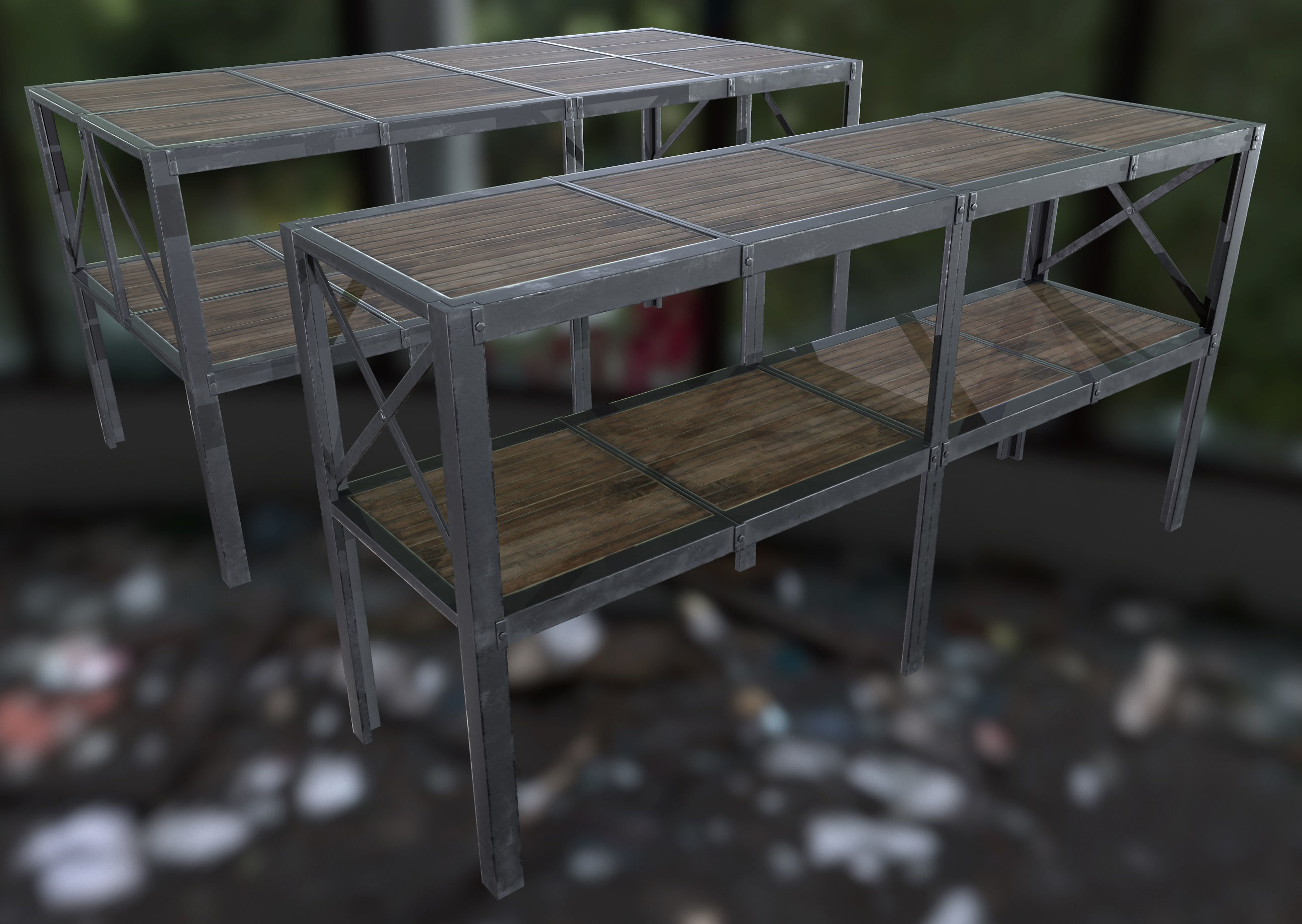 Retro Factory Shelves Game Ready PBR Textures Low-poly 3D model_11
