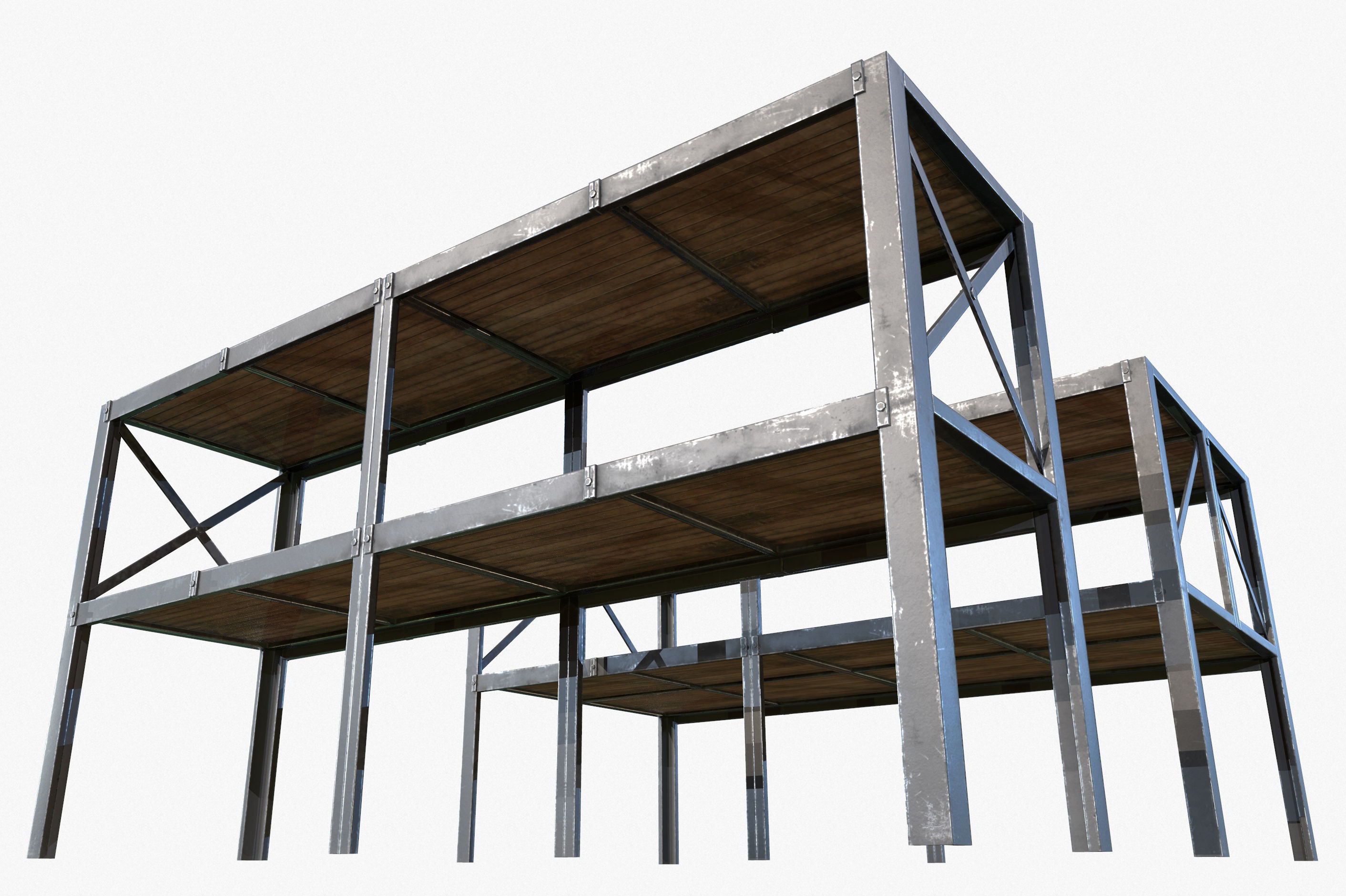 Retro Factory Shelves Game Ready PBR Textures Low-poly 3D model_6