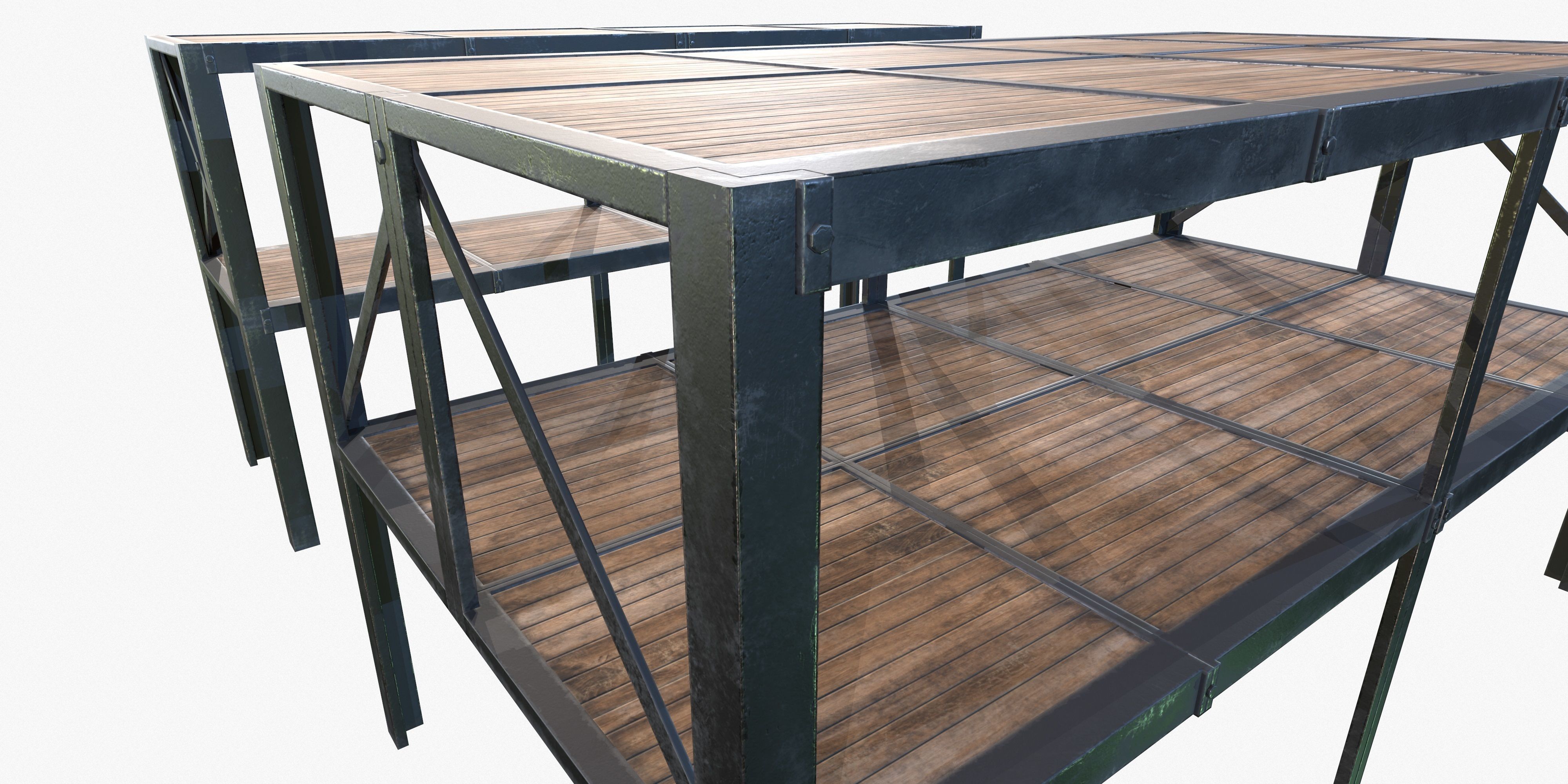 Retro Factory Shelves Game Ready PBR Textures Low-poly 3D model_3