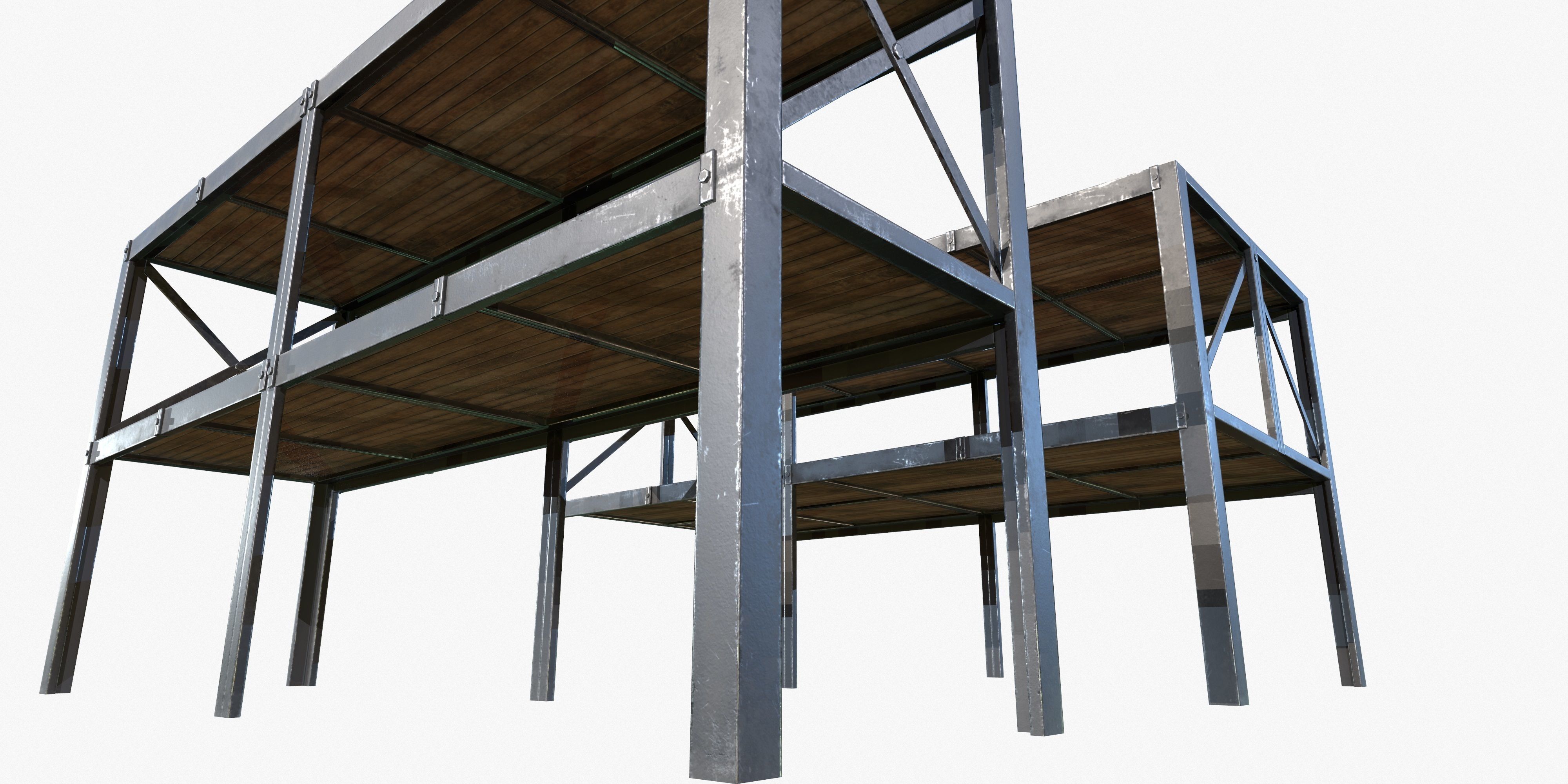 Retro Factory Shelves Game Ready PBR Textures Low-poly 3D model_4