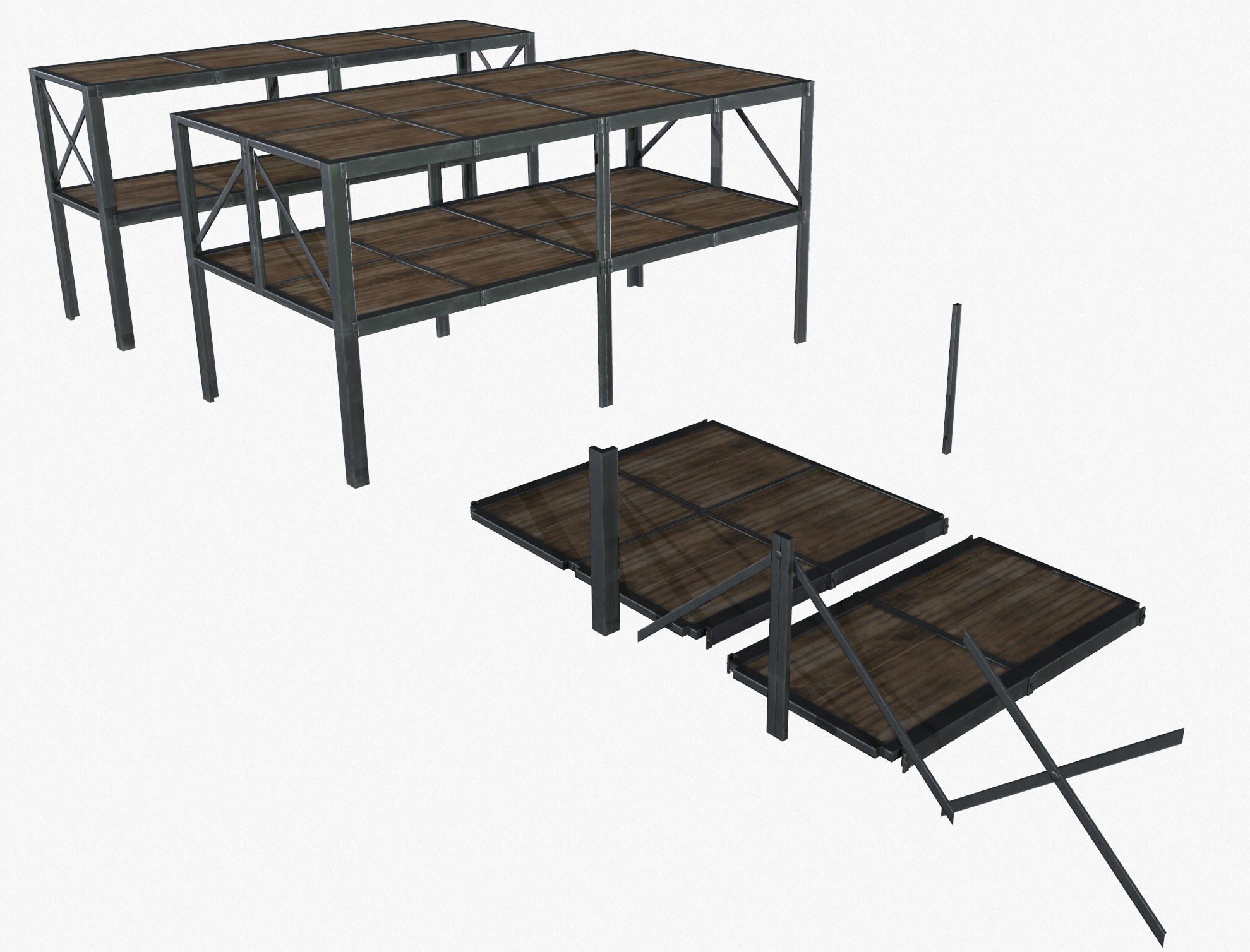 Retro Factory Shelves Game Ready PBR Textures Low-poly 3D model_13