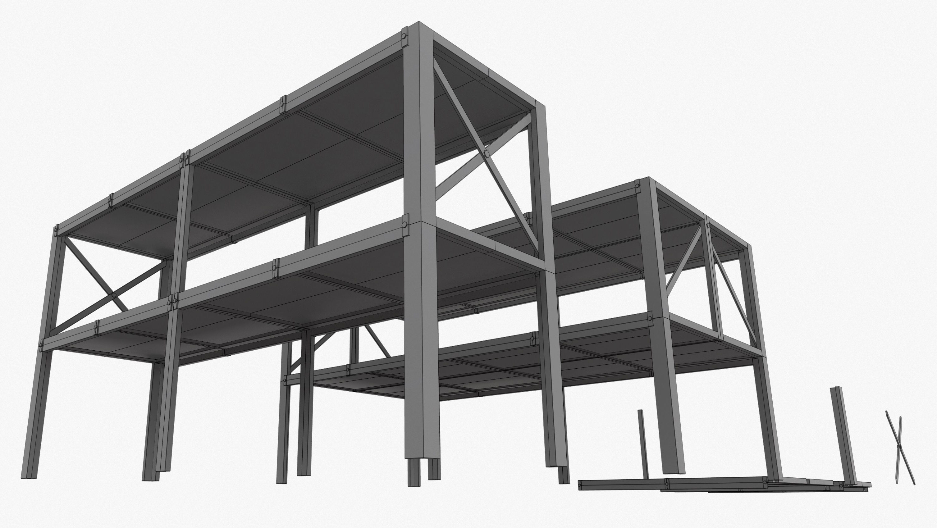 Retro Factory Shelves Game Ready PBR Textures Low-poly 3D model_17