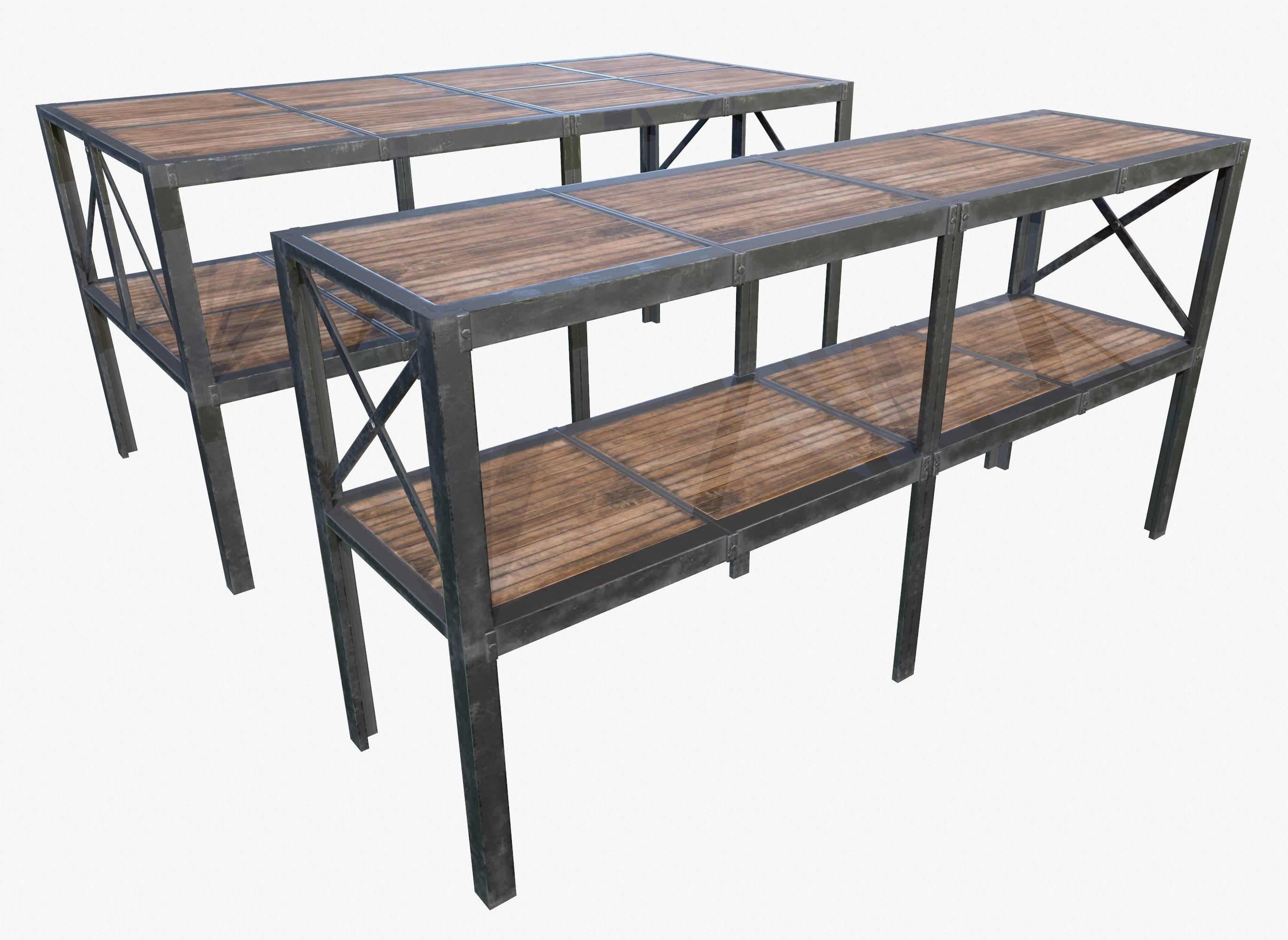 Retro Factory Shelves Game Ready PBR Textures Low-poly 3D model_7