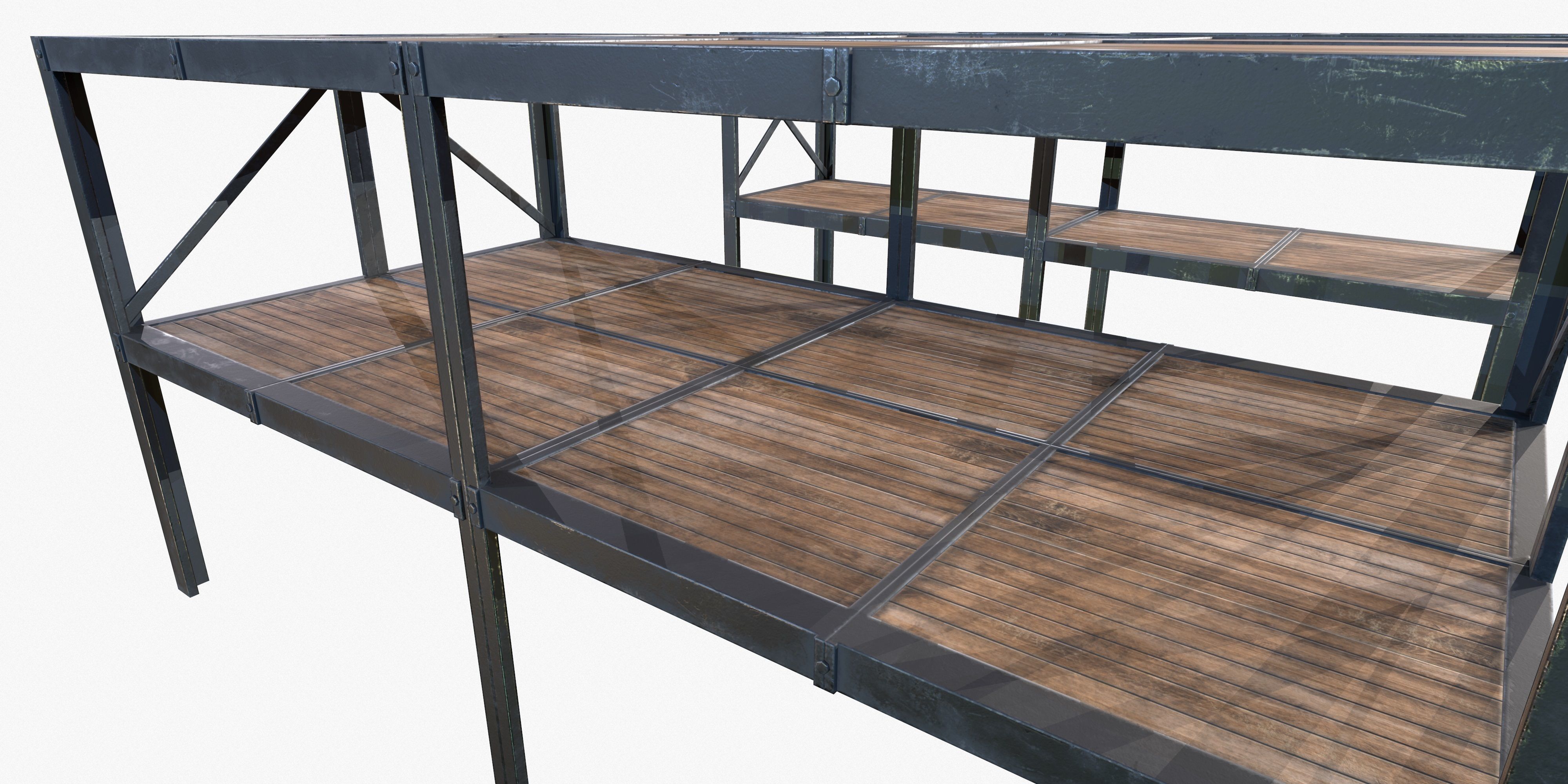 Retro Factory Shelves Game Ready PBR Textures Low-poly 3D model_2