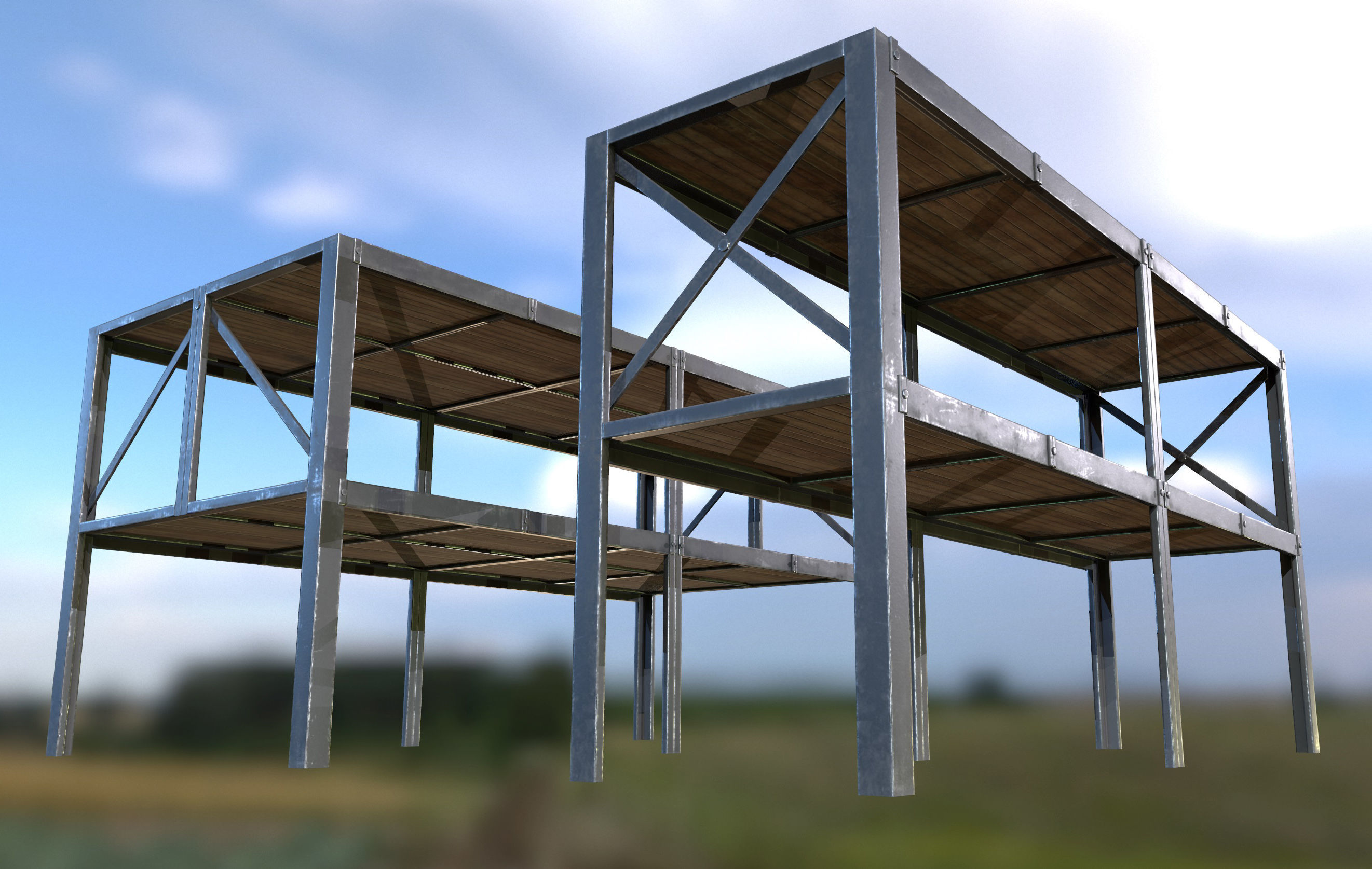 Retro Factory Shelves Game Ready PBR Textures Low-poly 3D model_10