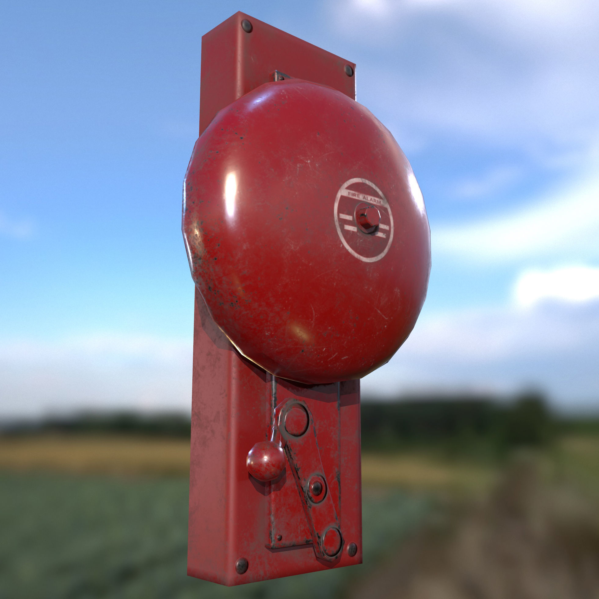 Fire Alarm Retro Game Ready PBR Textures Low-poly 3D model_10