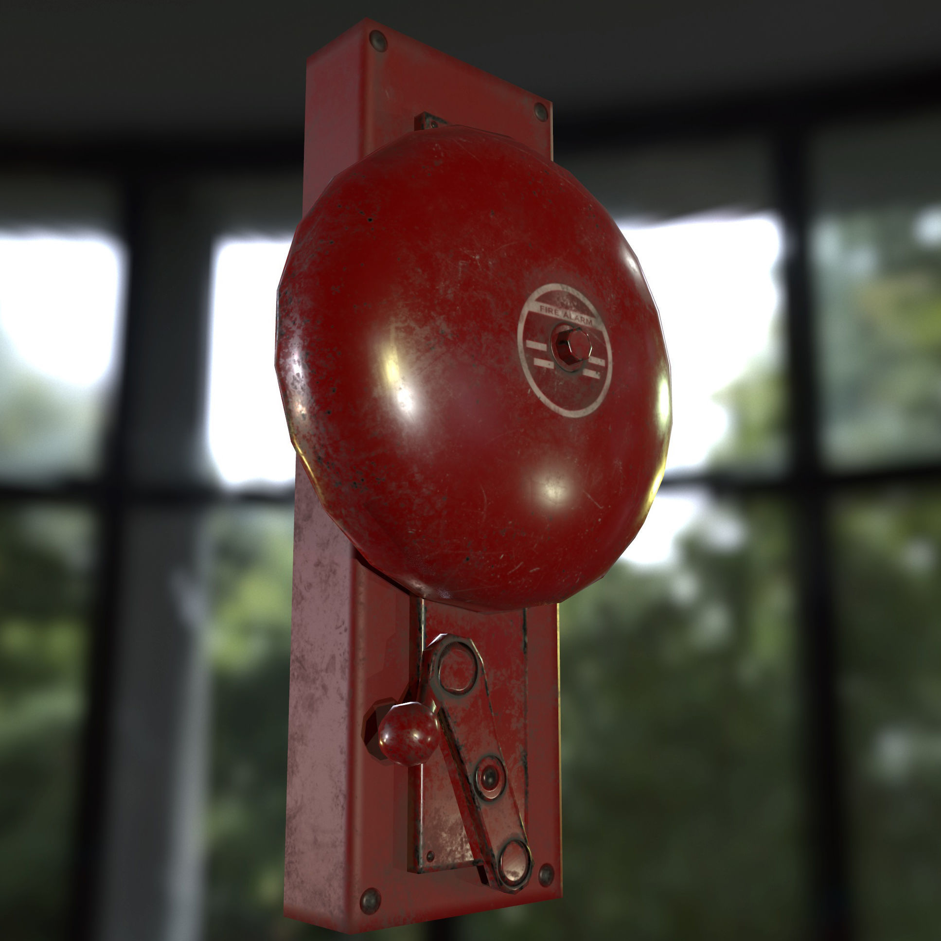 Fire Alarm Retro Game Ready PBR Textures Low-poly 3D model_11