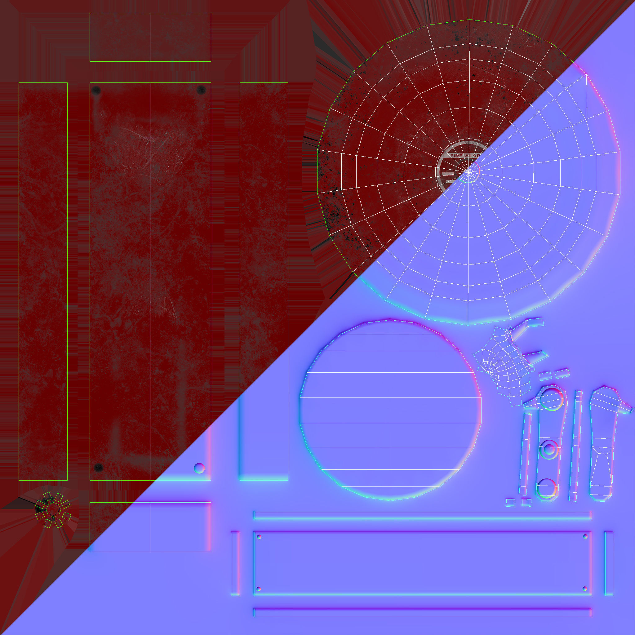 Fire Alarm Retro Game Ready PBR Textures Low-poly 3D model_13