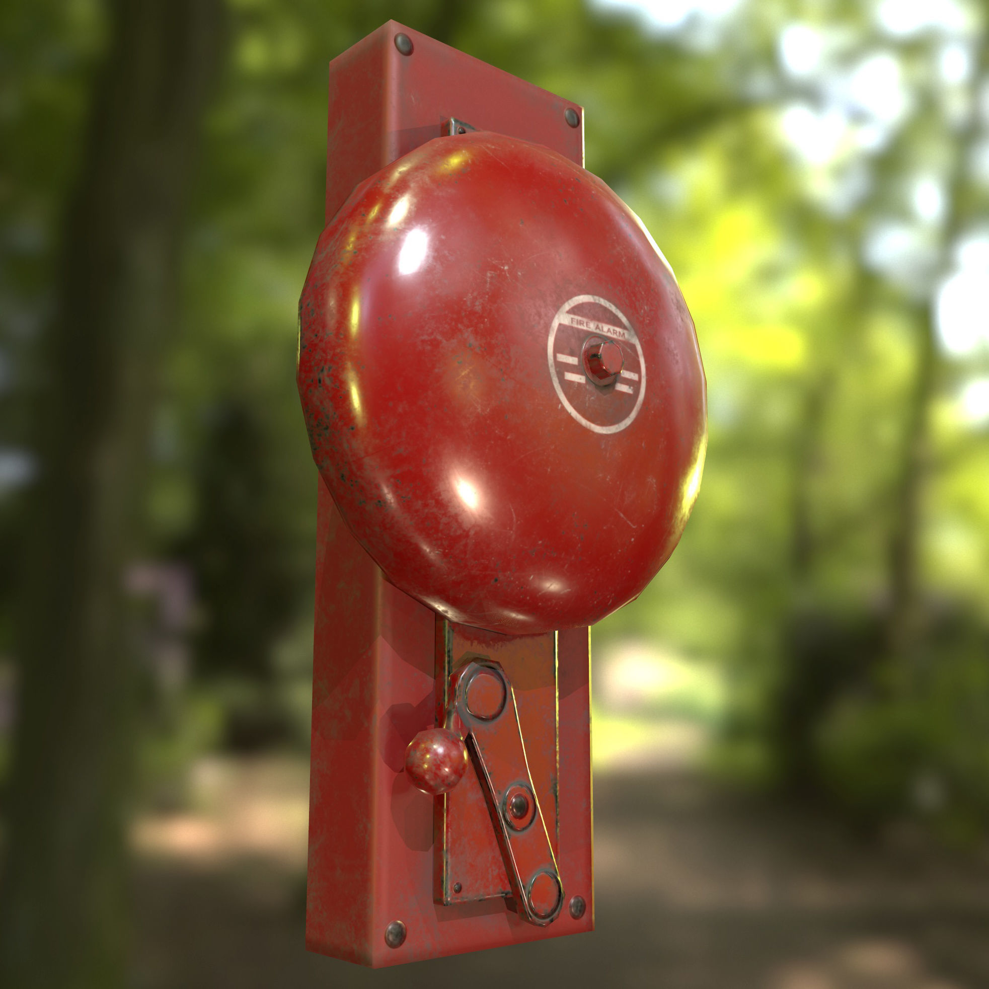 Fire Alarm Retro Game Ready PBR Textures Low-poly 3D model_9