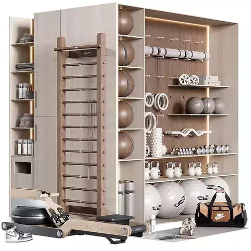 Home Gym Wall Rack with Equipment 07