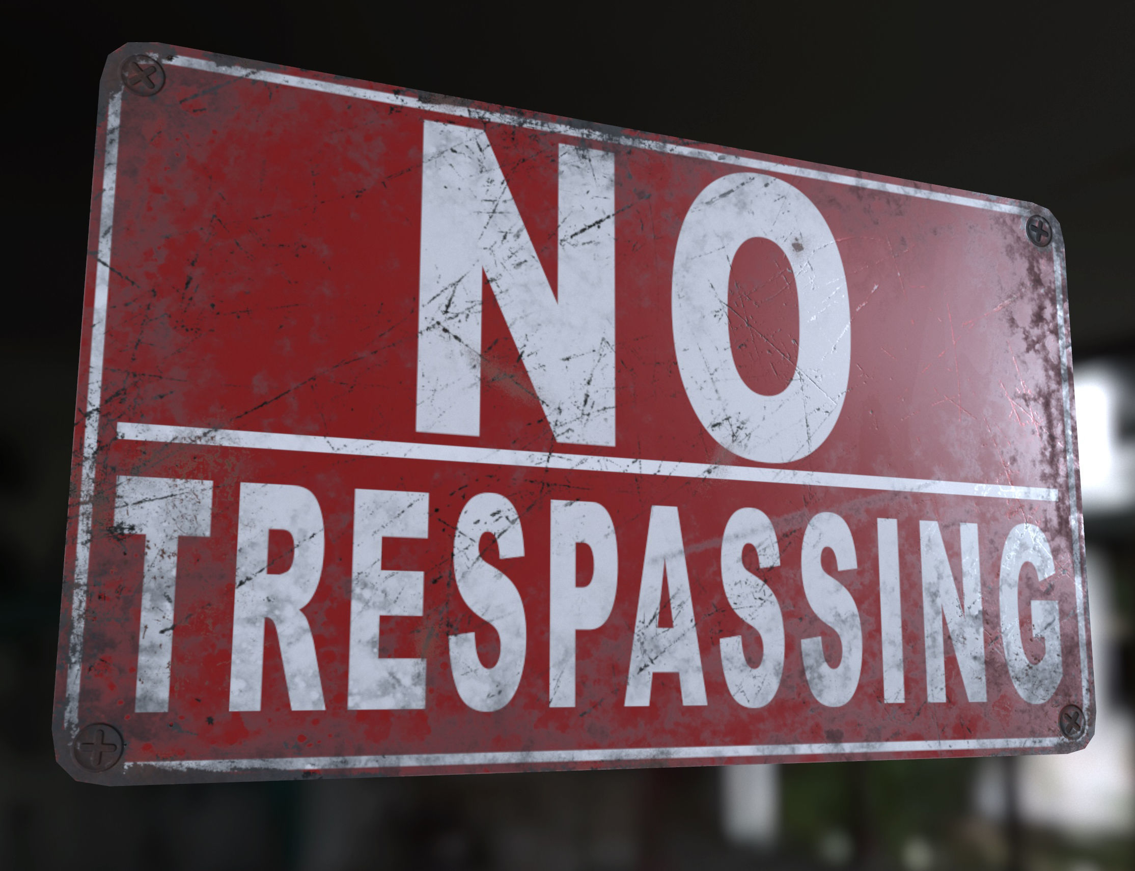 3D Sign No Trespassing Low Poly PBR Textures Low-poly 3D model_6