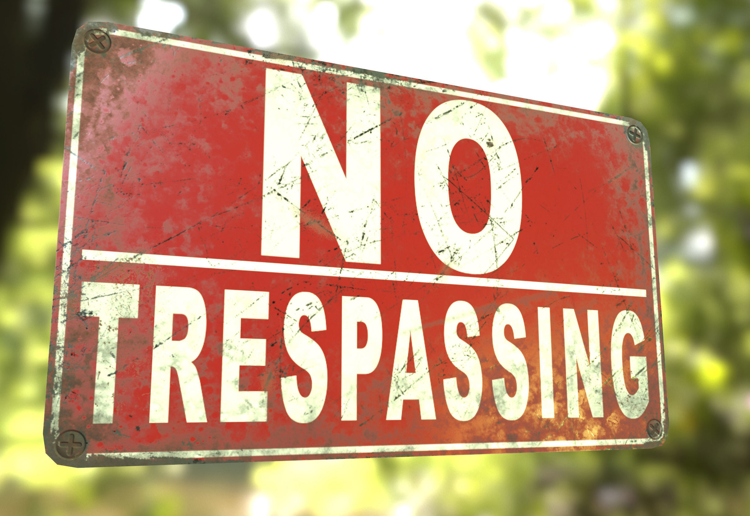 3D Sign No Trespassing Low Poly PBR Textures Low-poly 3D model_4