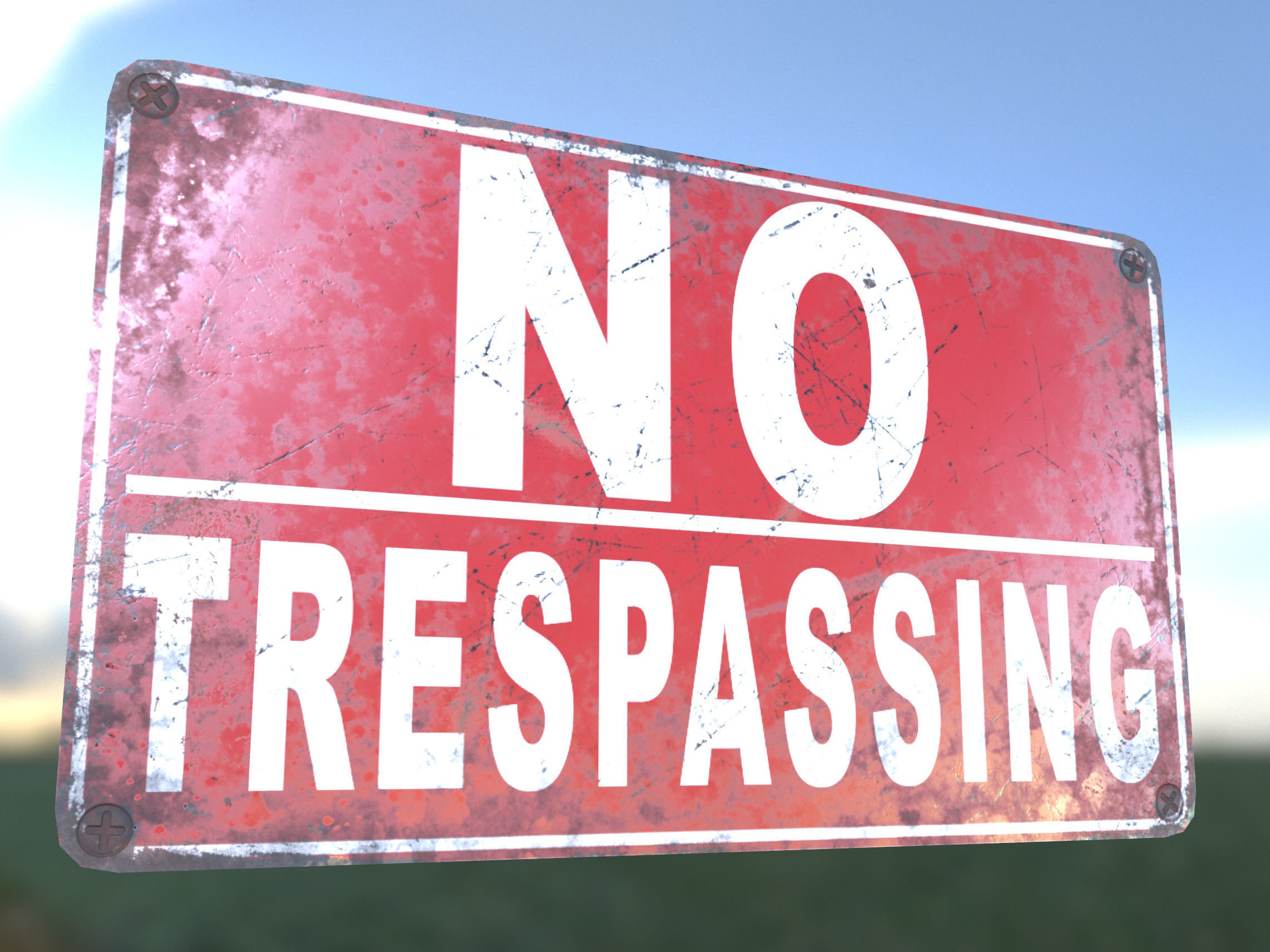 3D Sign No Trespassing Low Poly PBR Textures Low-poly 3D model_5