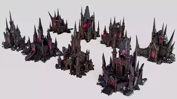 Pink Crystal Castle and Citadel Architecture Asset Bundle