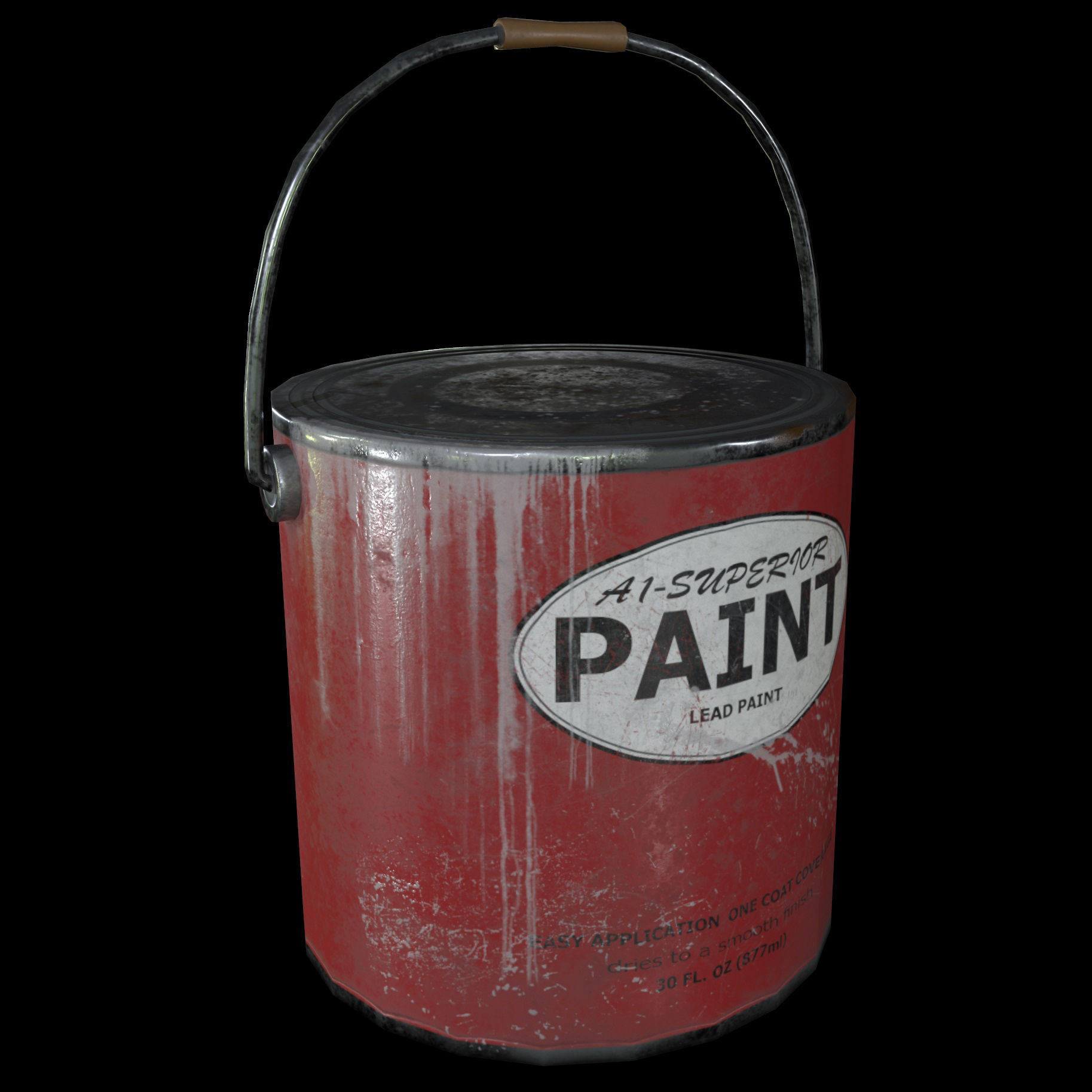 Paint Can Vintage Game Ready PBR Textures 3D Low-poly 3D model_13