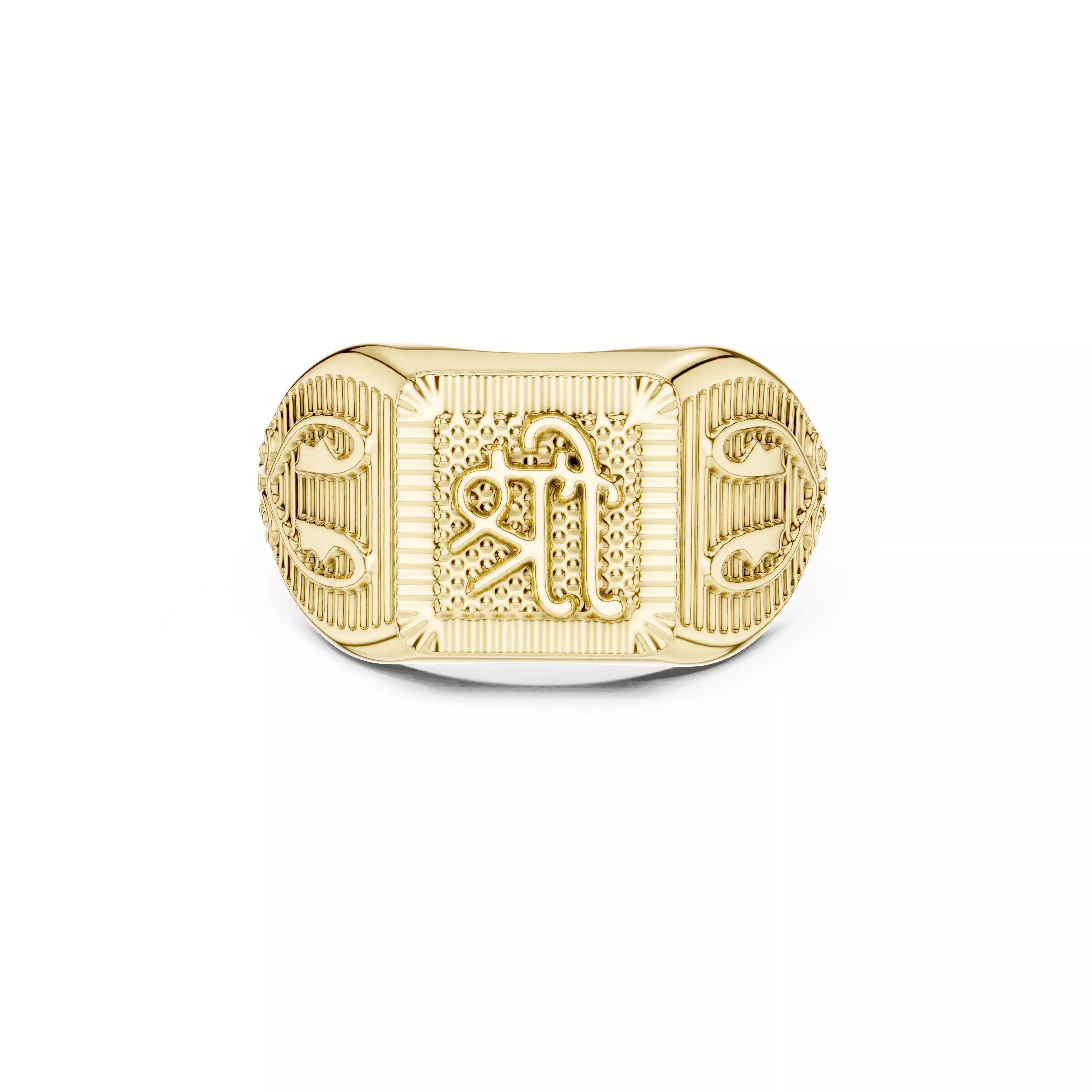 Om Signet Ring Design Spiritual Men Gold Ring CAD 3D print model