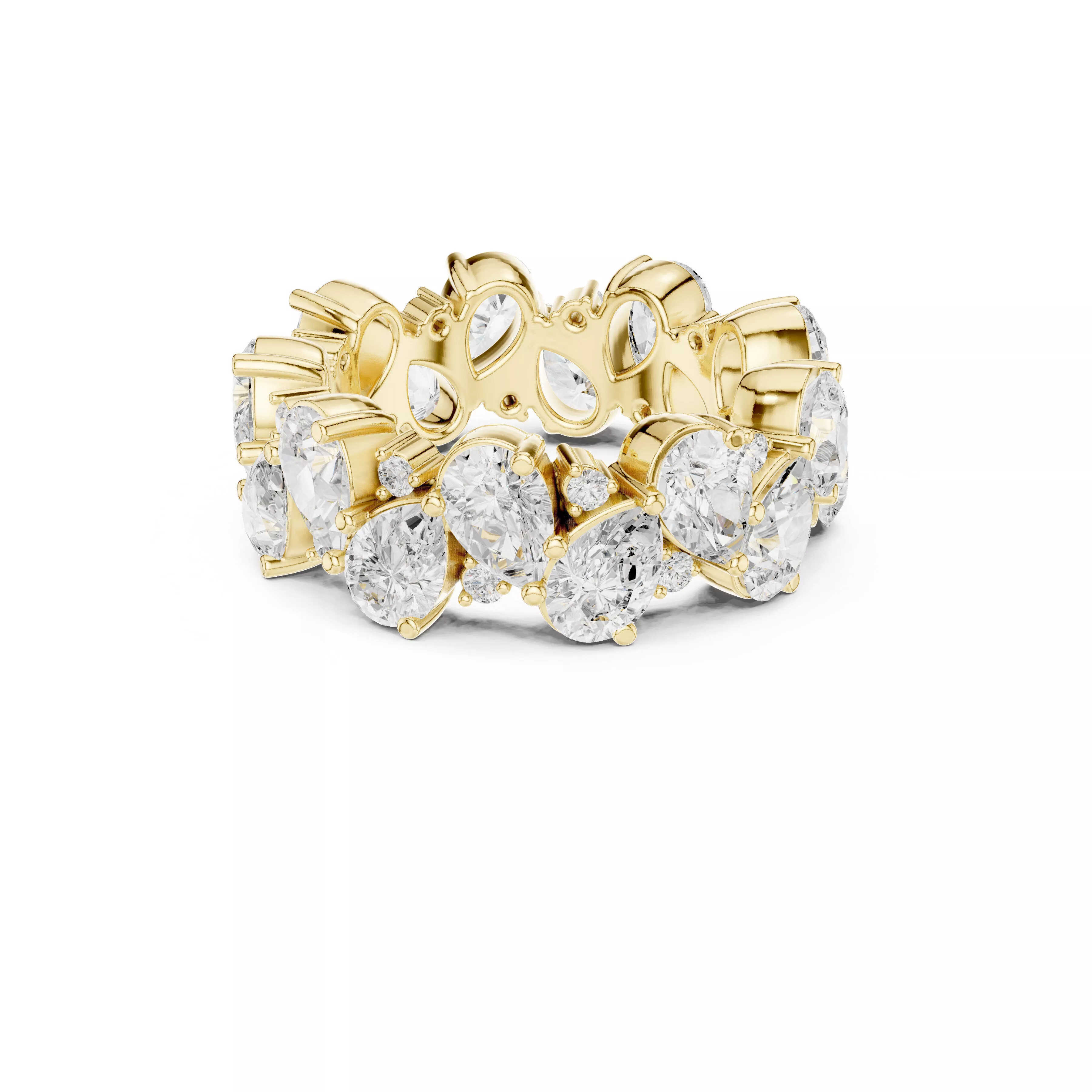Pear Diamond Full Eternity Wedding Ring CAD 3D print model