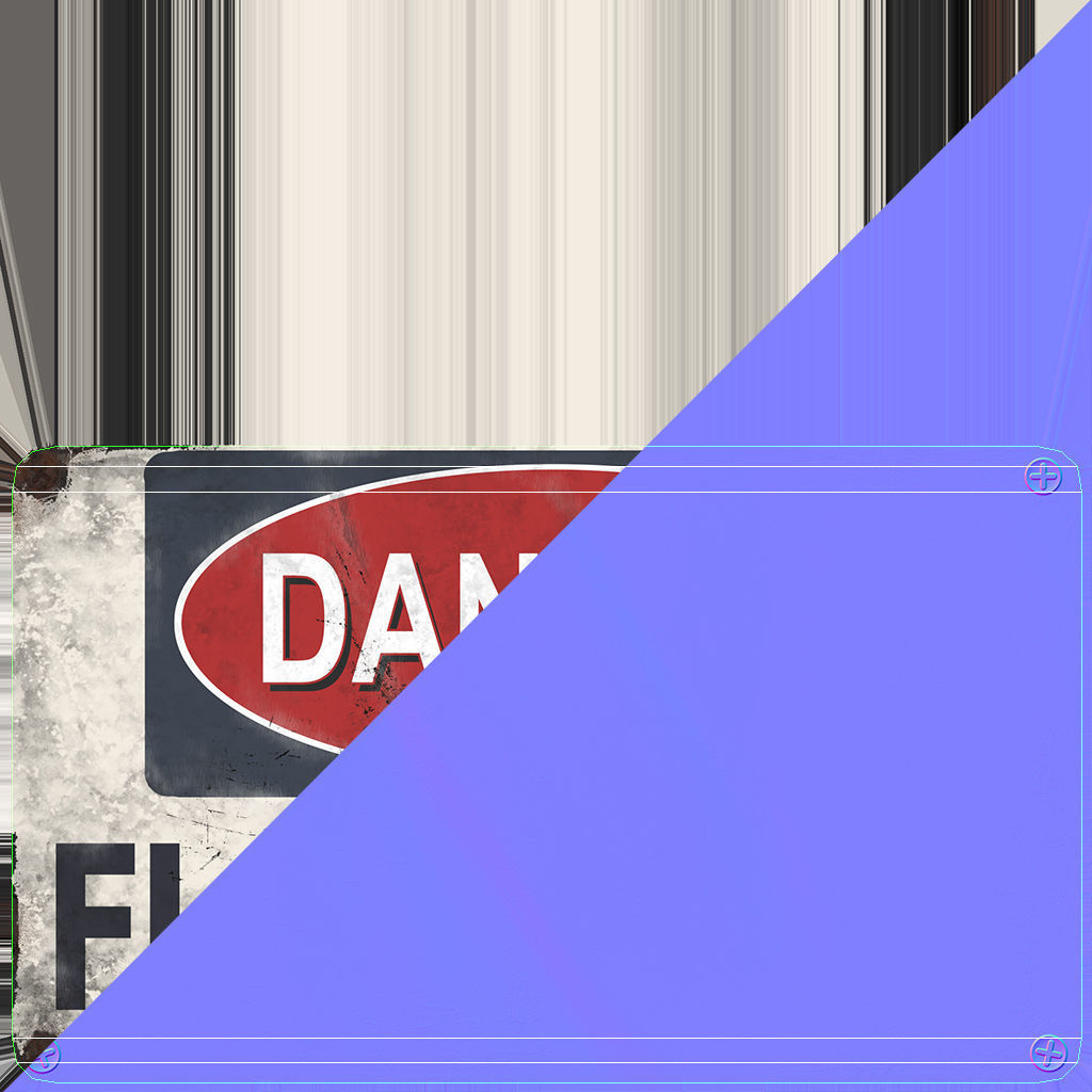 Sign Danger Flammable Game Ready PBR Textures 3D model Low-poly 3D model_8