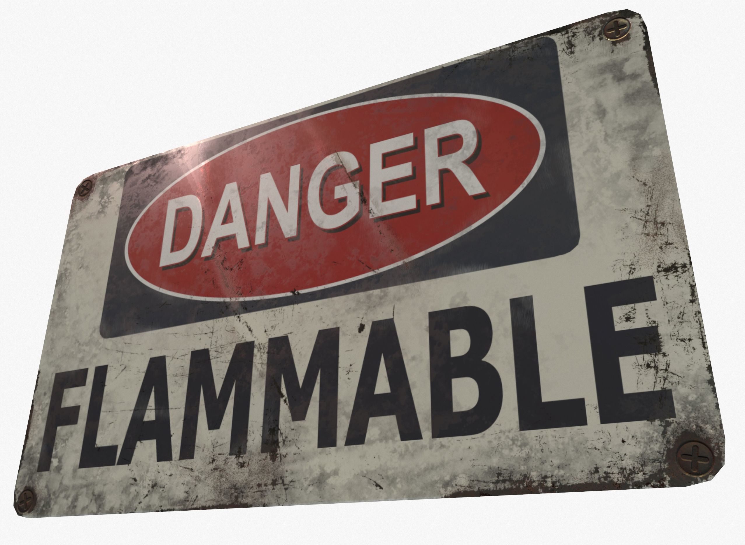 Sign Danger Flammable Game Ready PBR Textures 3D model Low-poly 3D model_2