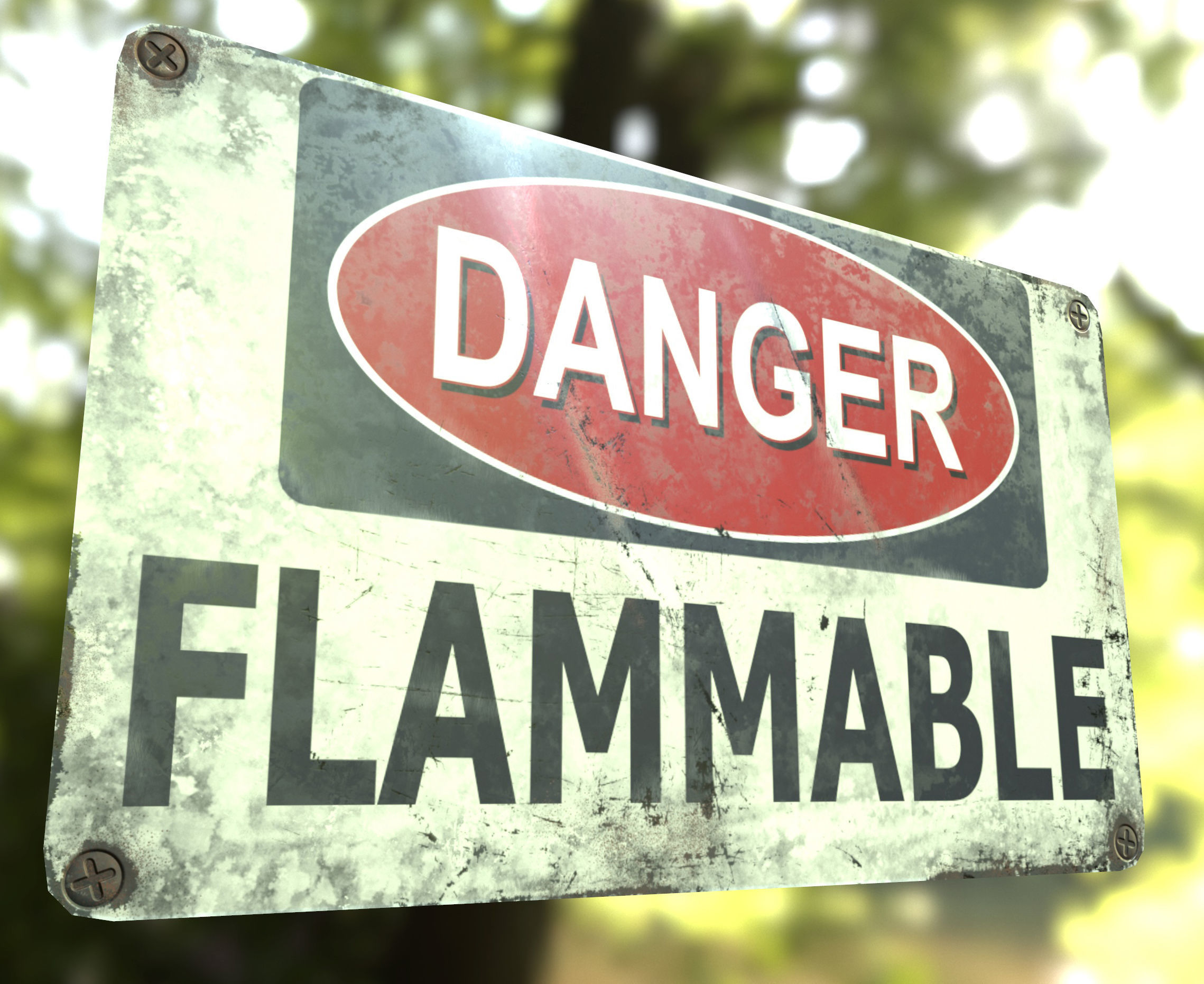 Sign Danger Flammable Game Ready PBR Textures 3D model Low-poly 3D model_4