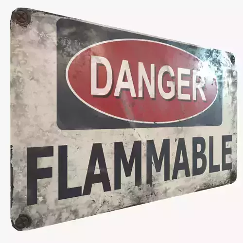 Sign Danger Flammable Game Ready PBR Textures 3D model Low-poly 3D model
